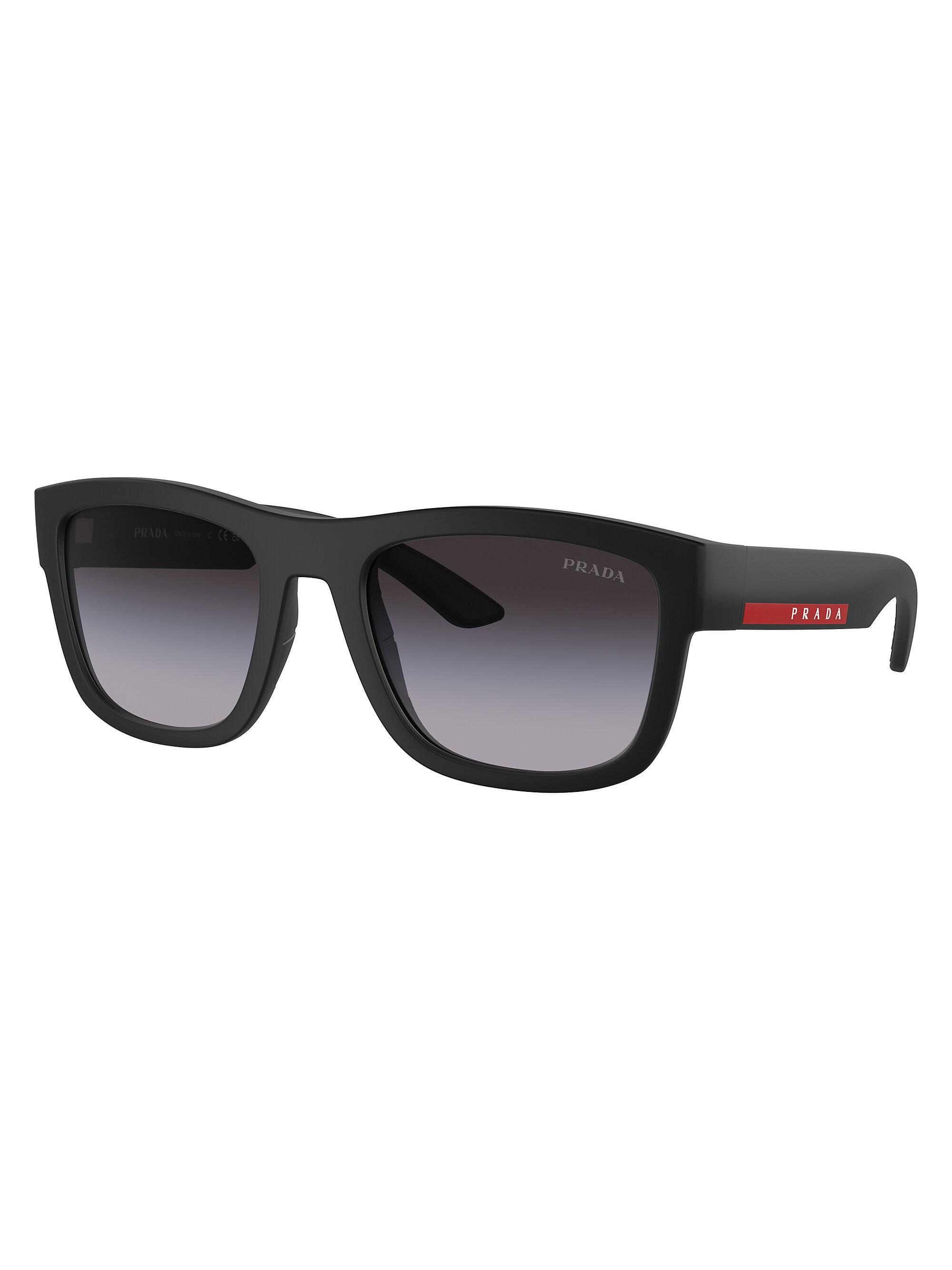 Prada Linea Rossa Men's 56MM Pillow Sunglasses - Matte Black Smoke