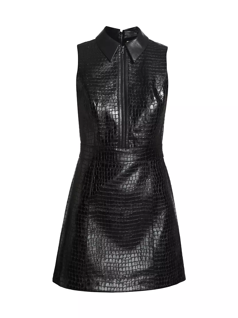 Vegan Leather Dress/sleeveless Dress/cocktail Dress/party Dress/mini Black  Dress/evening Dress/universal Dress/mini Dress/floatelier/f1396 