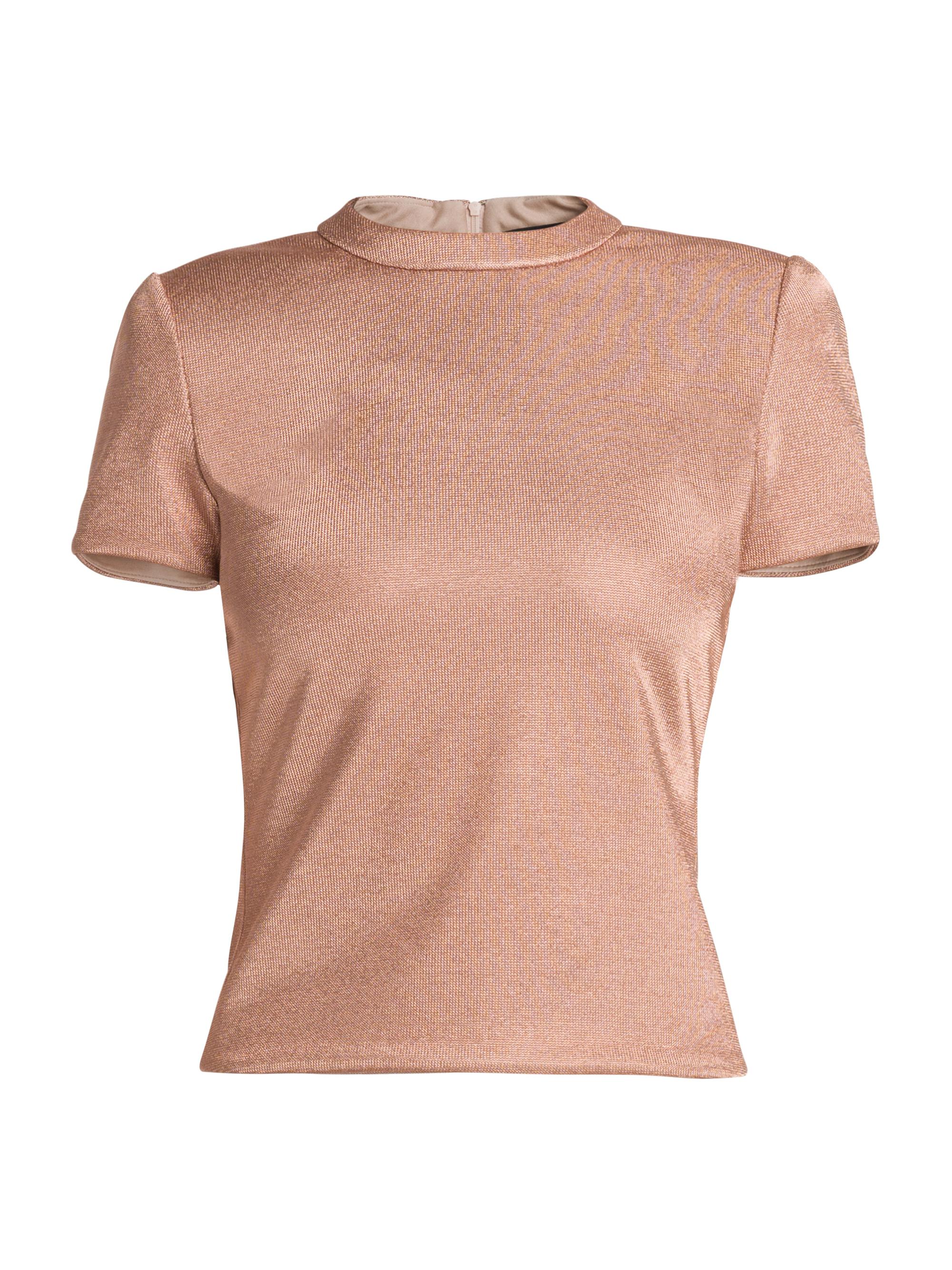 Giorgio Armani Women's Metallic Bonded Jersey T-Shirt - Pink Gold
