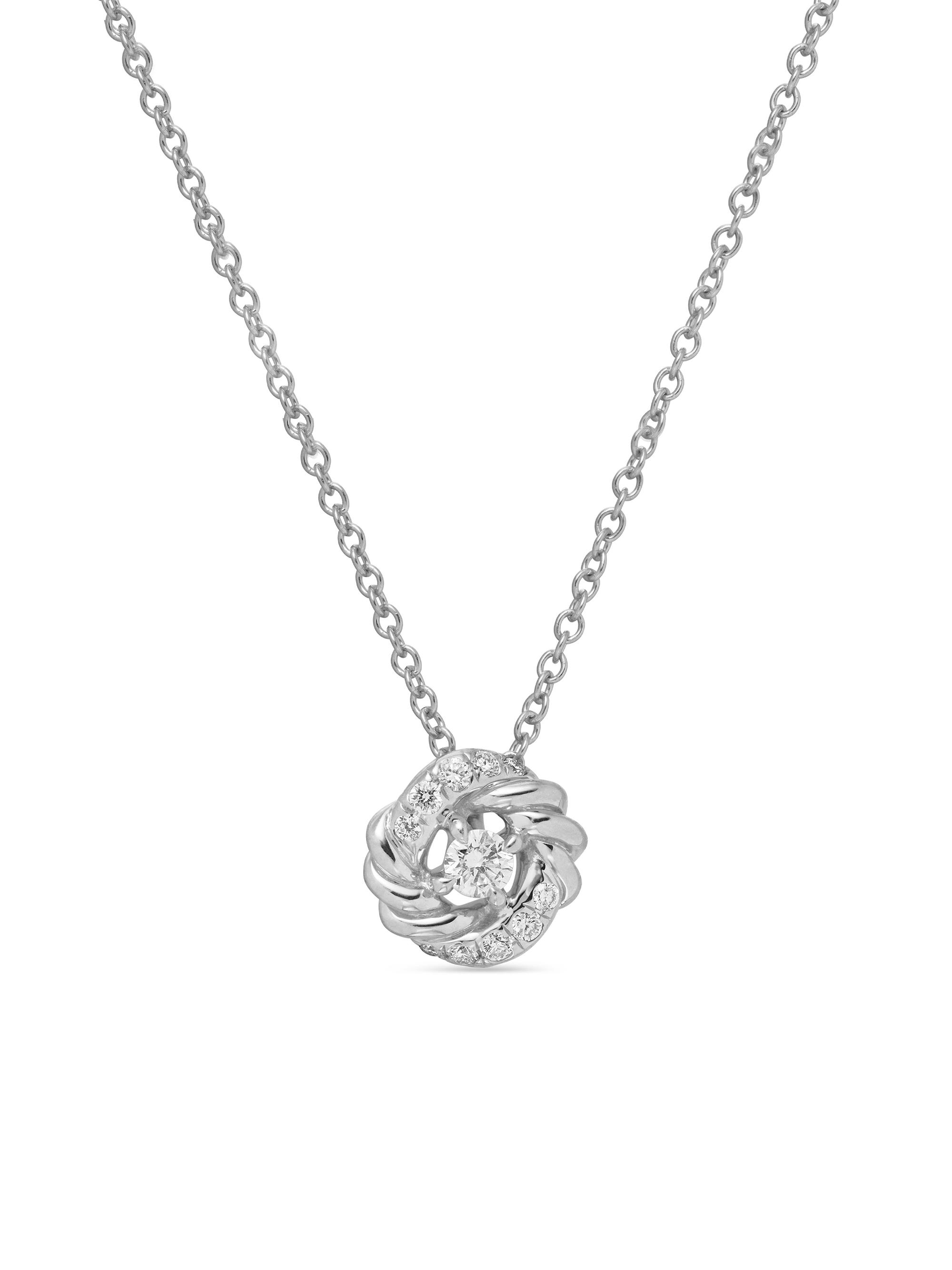 David Yurman Women's Petite Infinity Pendant Necklace in Sterling Silver - Silver Pave