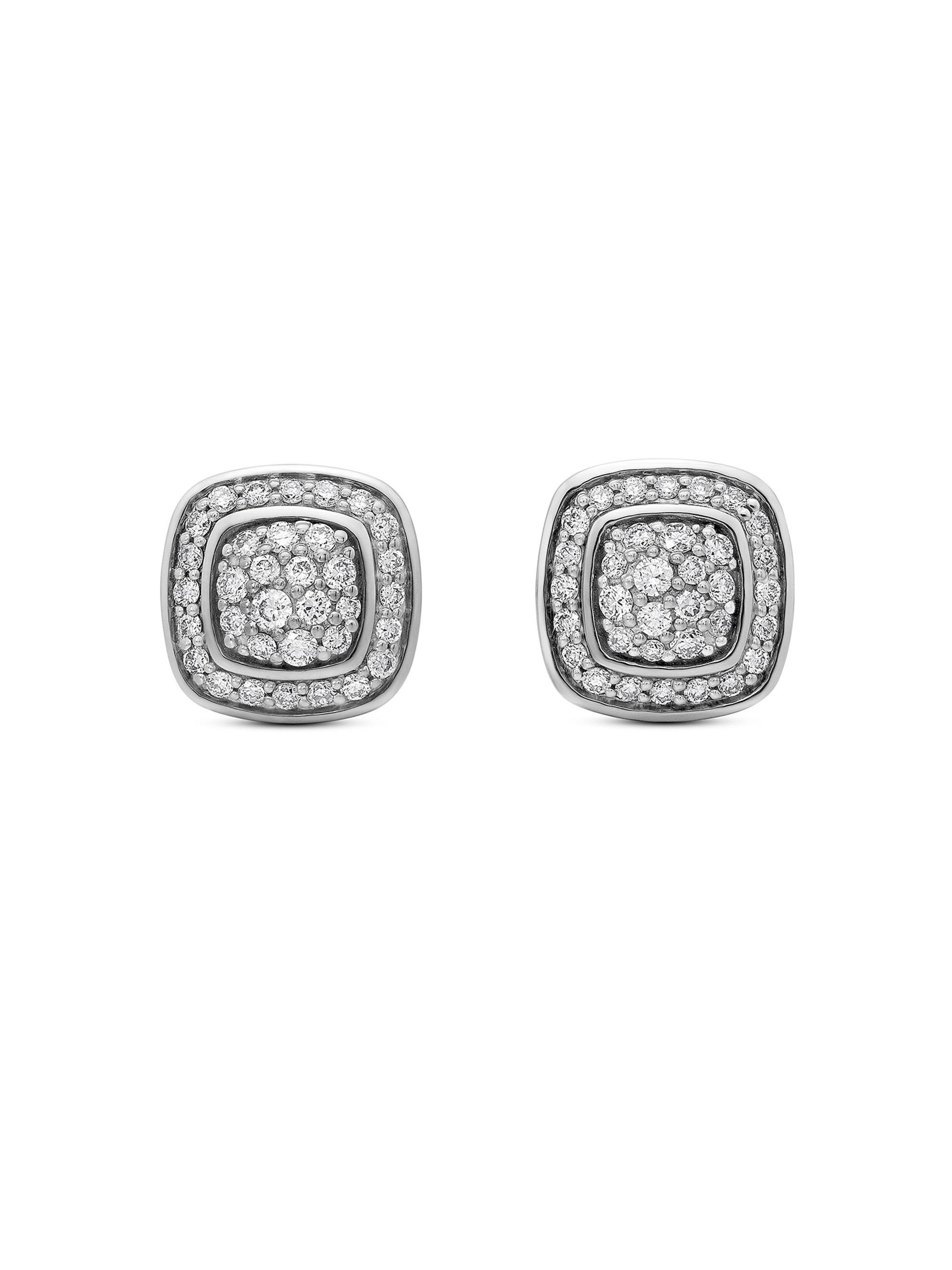 David Yurman Women's Petite Albion Stud Earrings in Sterling Silver with Pavé Diamonds, 5mm - Diamond