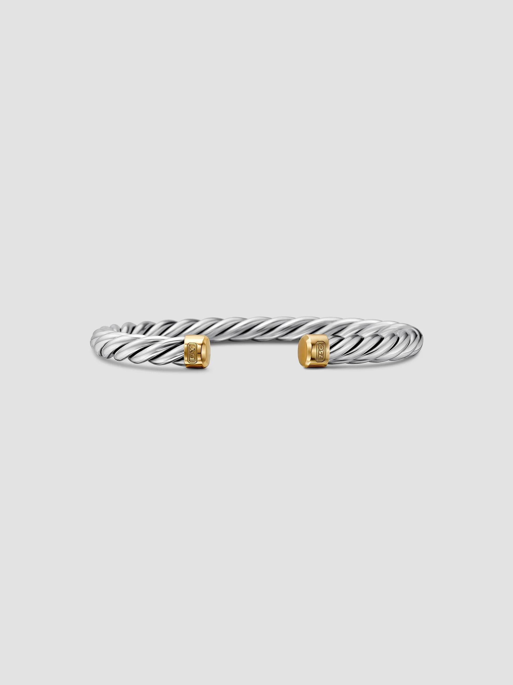 Unisex 7" Stainless Steel Cable Cuff Bracelet – Silver High Polish Nickel-Free