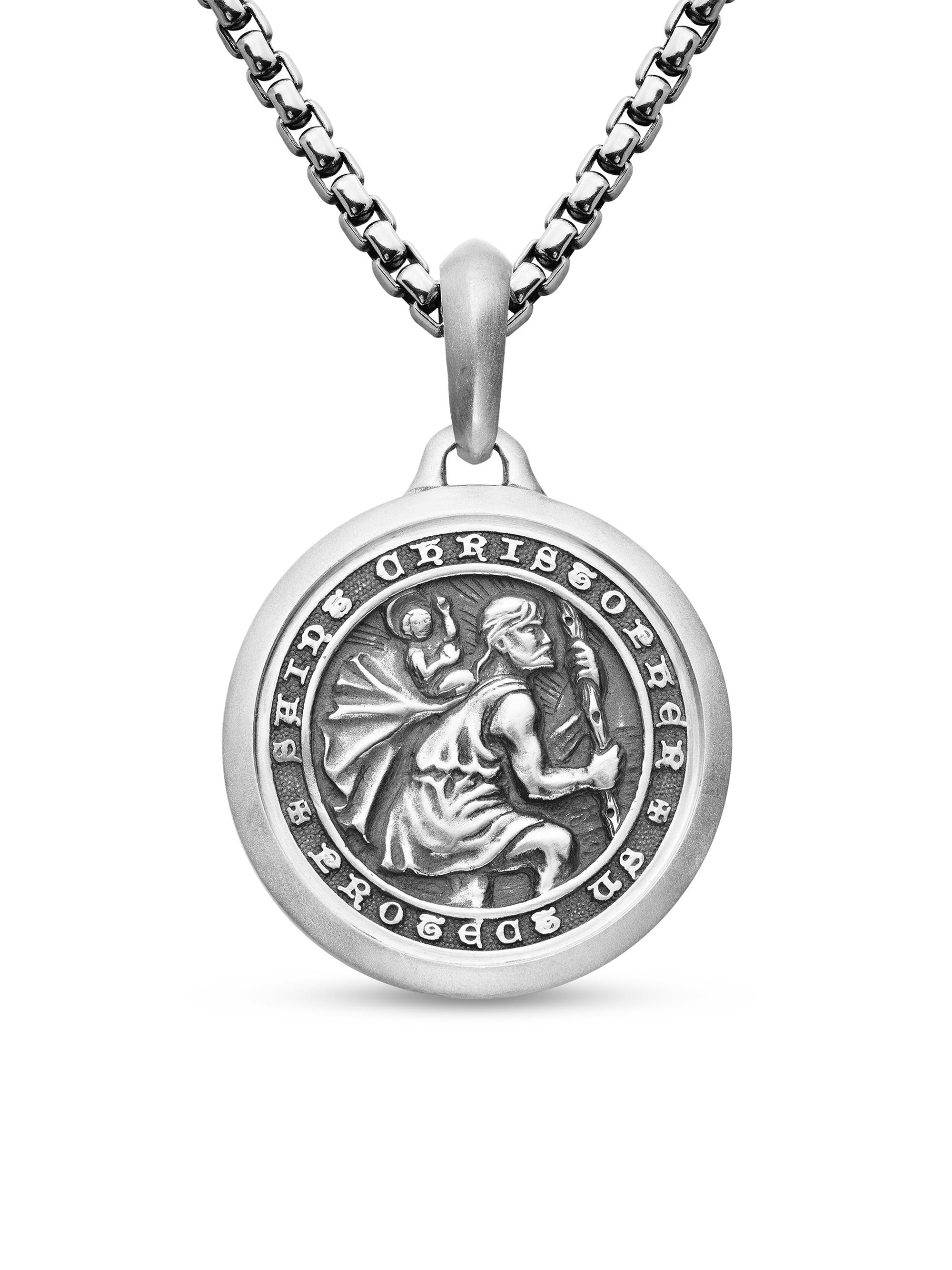 David Yurman Men's St. Christopher Amulet in Sterling Silver, 34.5mm - Silver