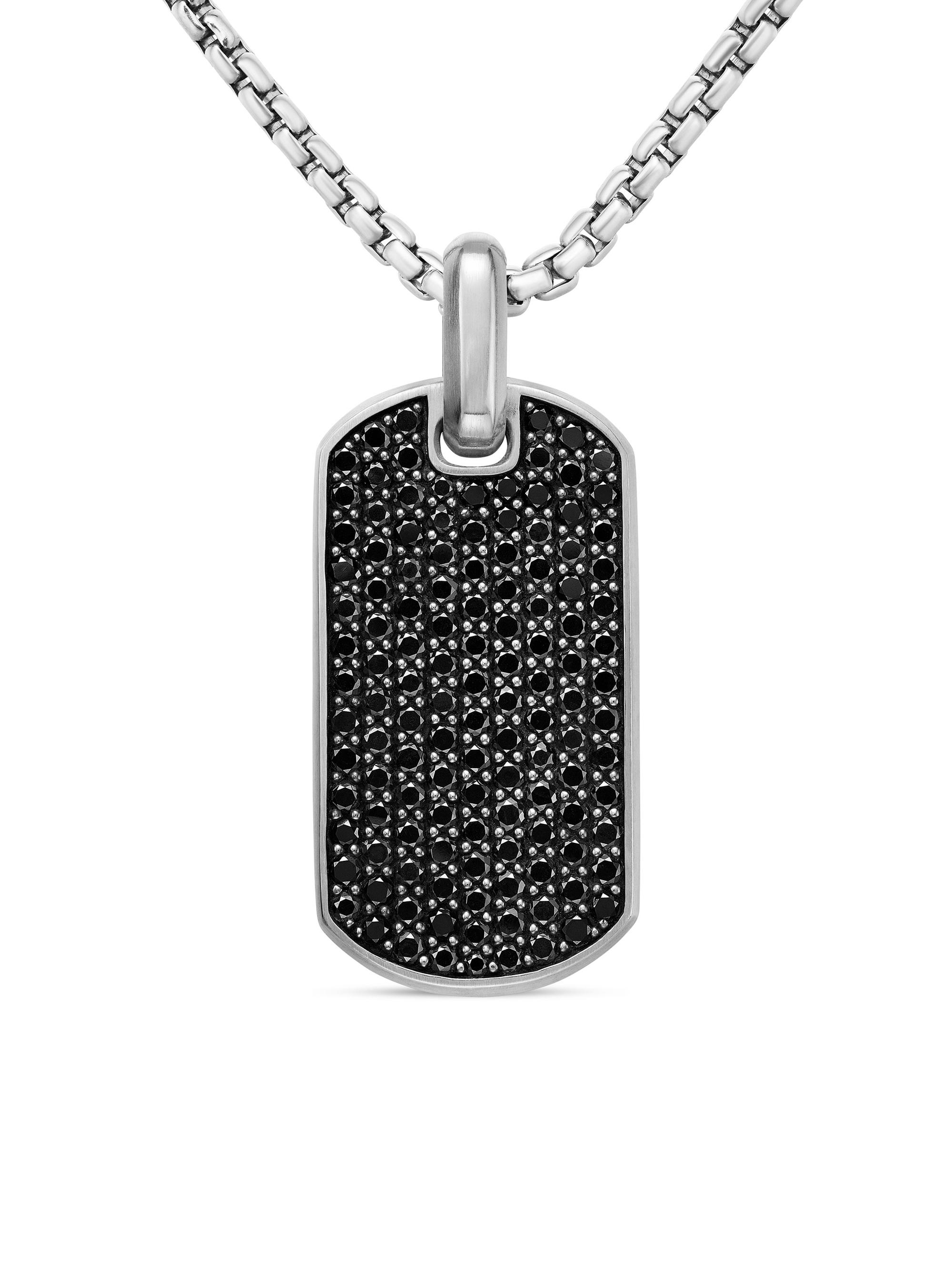 David Yurman Men's Chevron Tag in Sterling Silver - Black Diamond