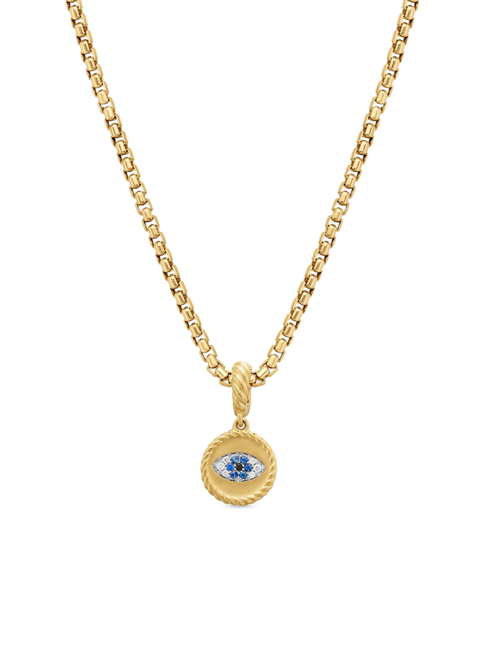 David Yurman Women's Evil Eye Amulet in 18K Yellow Gold - Light Blue Sapphire