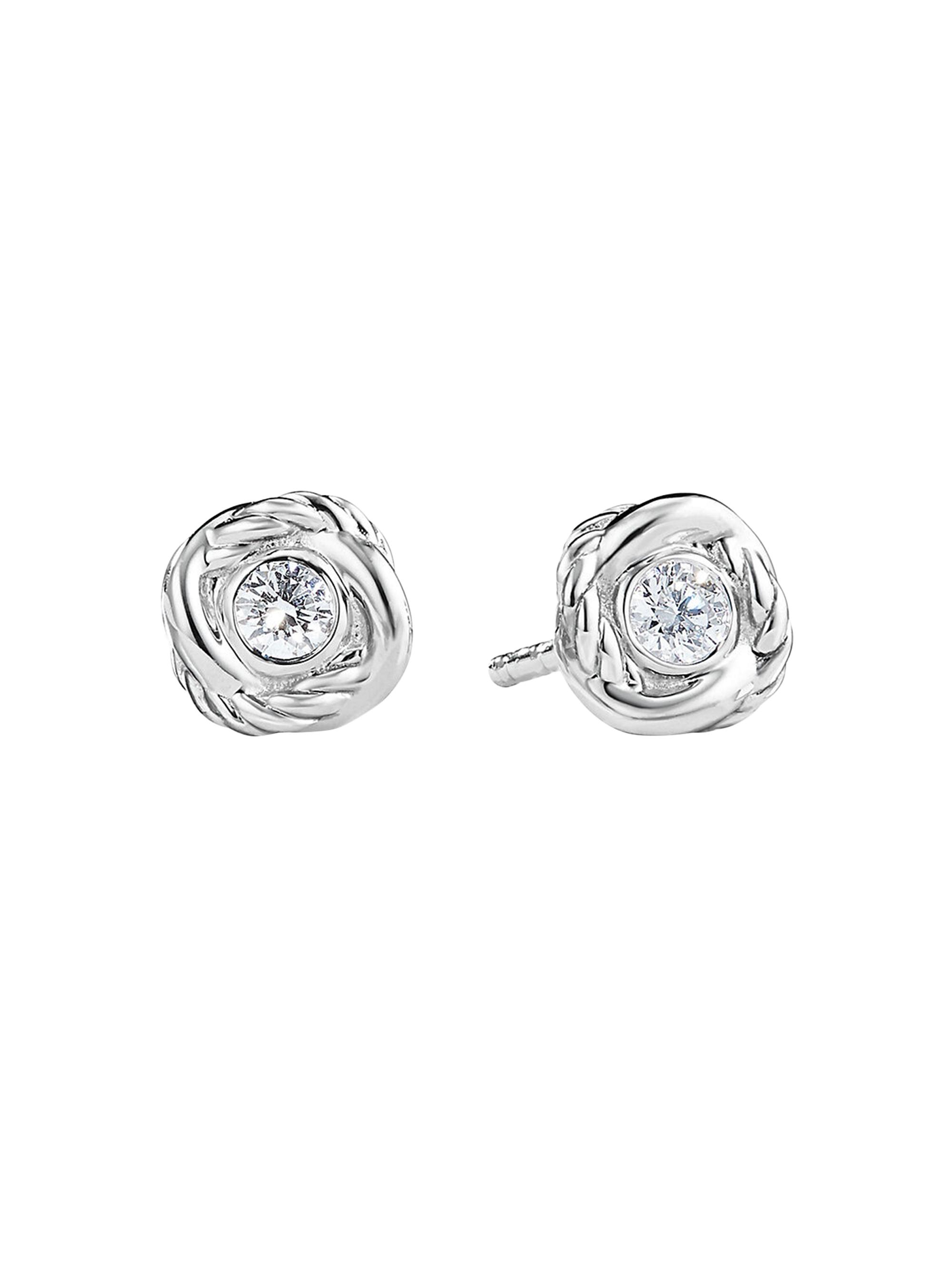 David Yurman Women's Infinity Stud Earrings with Diamonds - White Gold
