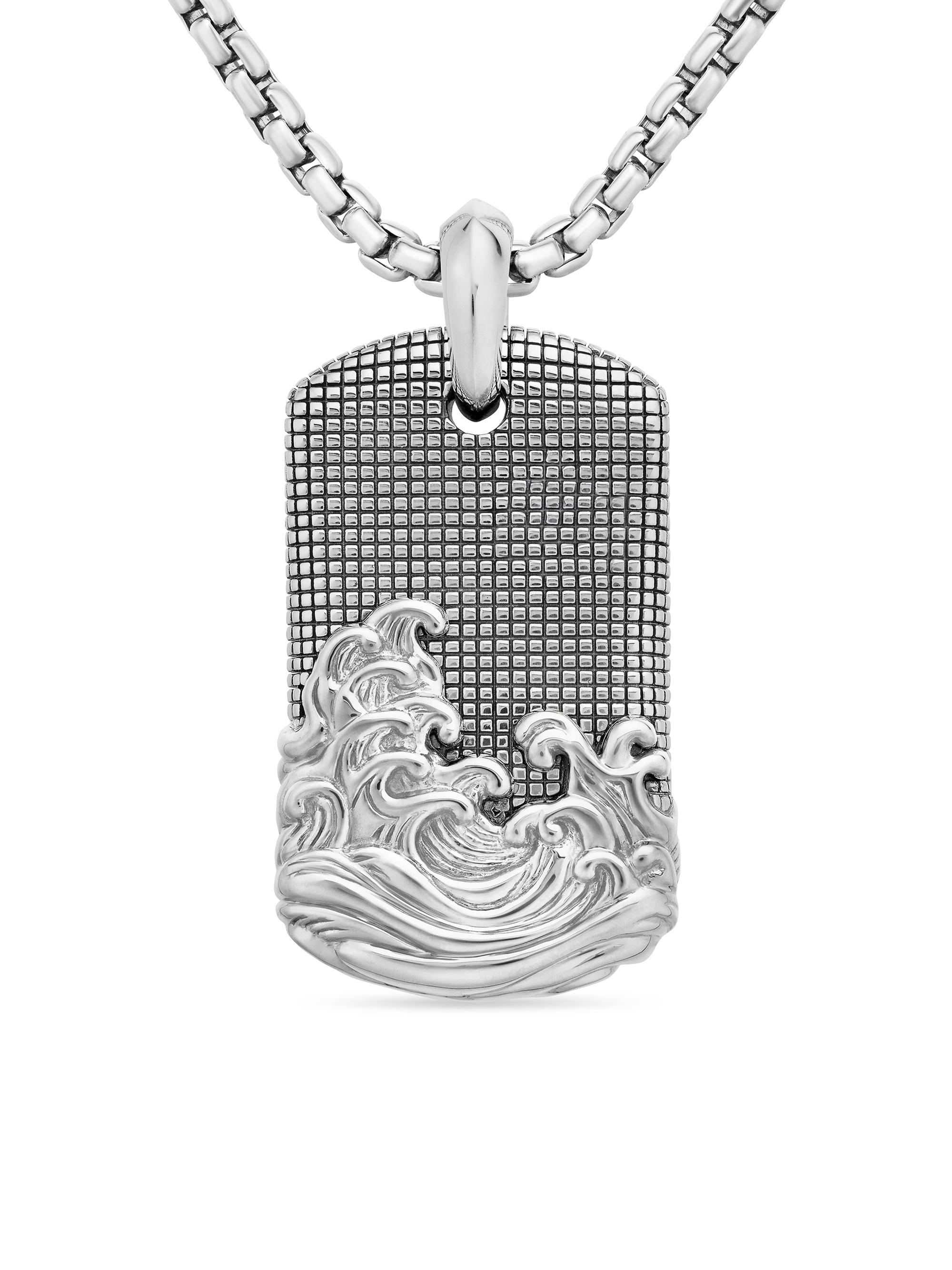 David Yurman Men's Waves Tag in Sterling Silver, 39mm - Sterling Silver