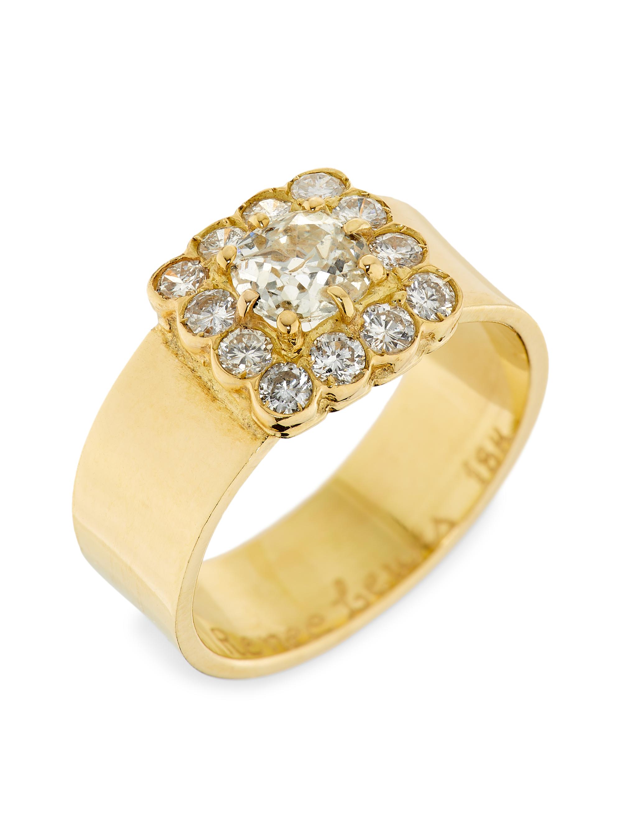 Renee Lewis Women's 18K Yellow Gold & 2 TCW Diamond Cushion Cluster Ring - Yellowgold