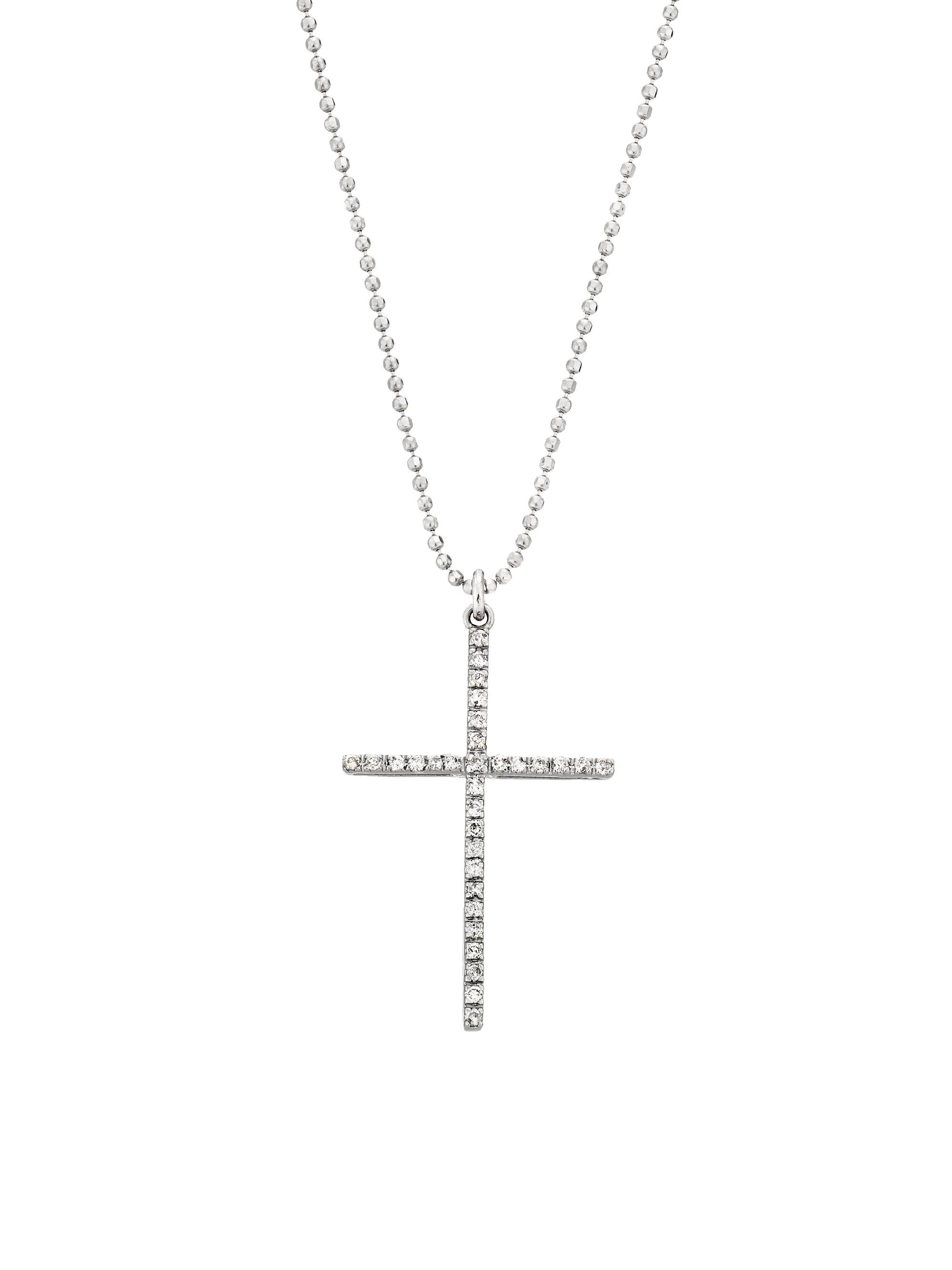 Renee Lewis Women's 18K White Gold & 0.8 TCW Diamond Cross Pendant Necklace - White Gold