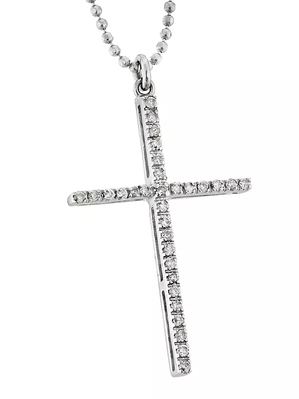 18K White Gold & 0.8 TCW Diamond Cross Pendant Necklace