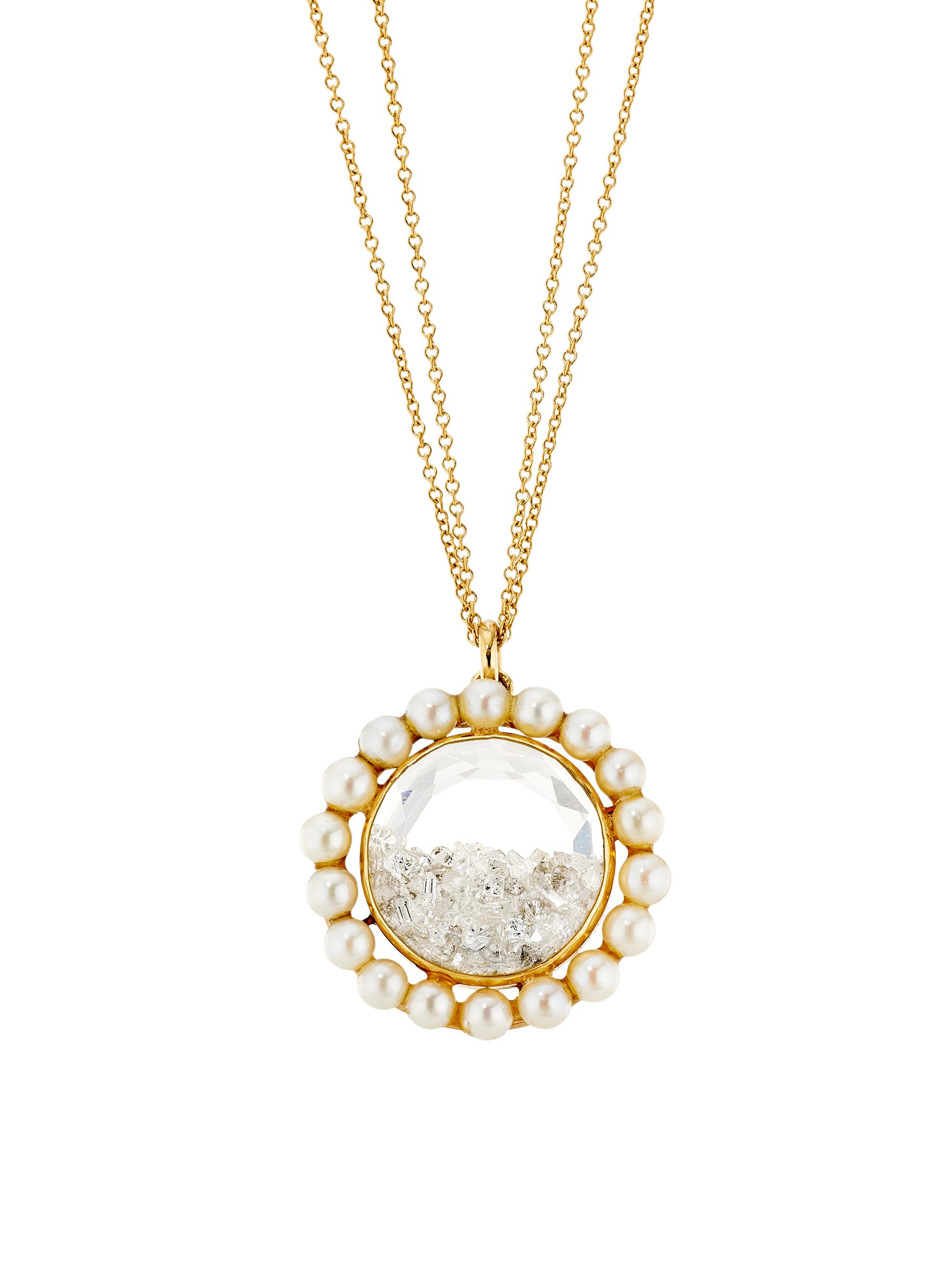 Renee Lewis Women's Shake 18K Yellow Gold, 2.7 TCW Diamond & Natural Pearl Pendant Necklace - Yellowgold