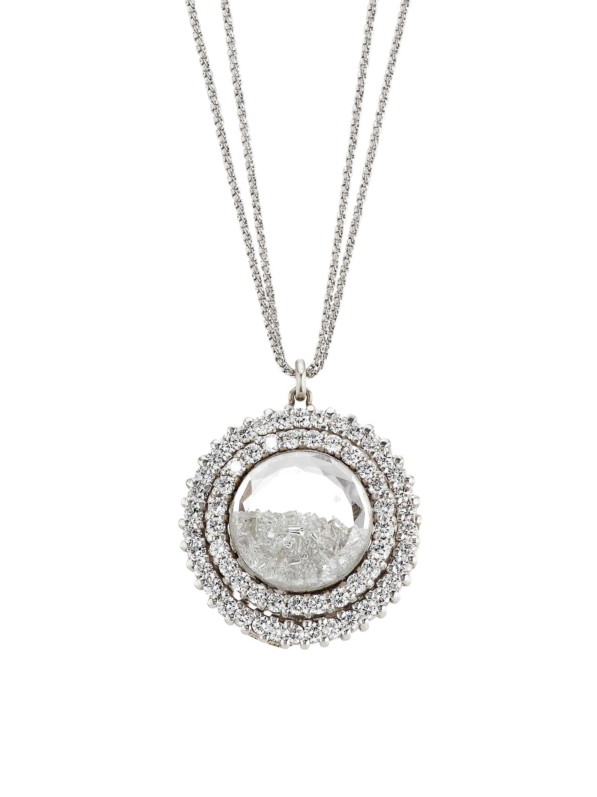 Renee Lewis Women's Shake 18K White Gold & 8.8 TCW Diamond Halo Pendant Necklace - White Gold