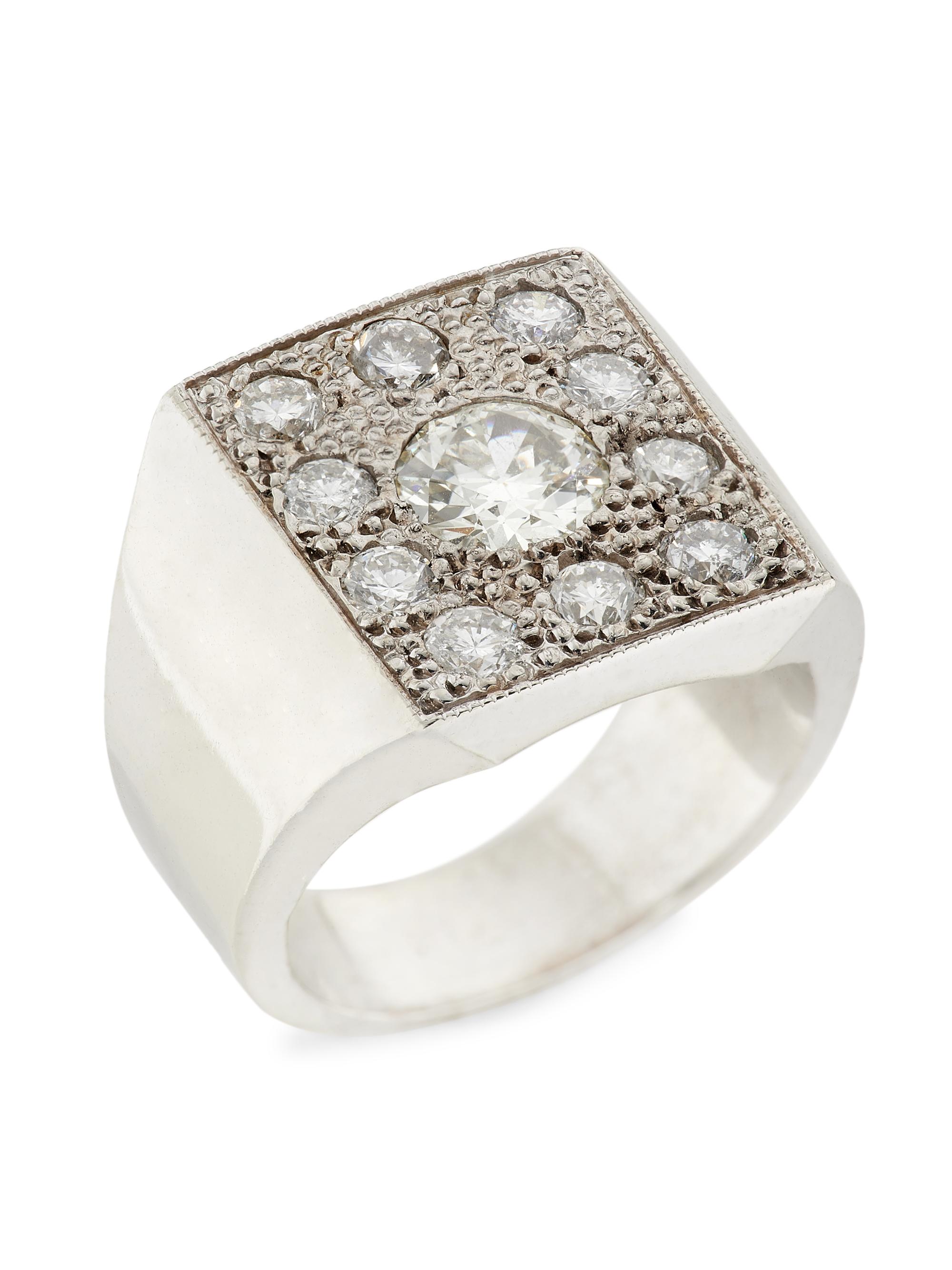 Renee Lewis Women's 18K White Gold & 3 TCW Diamond Square Ring - White Gold