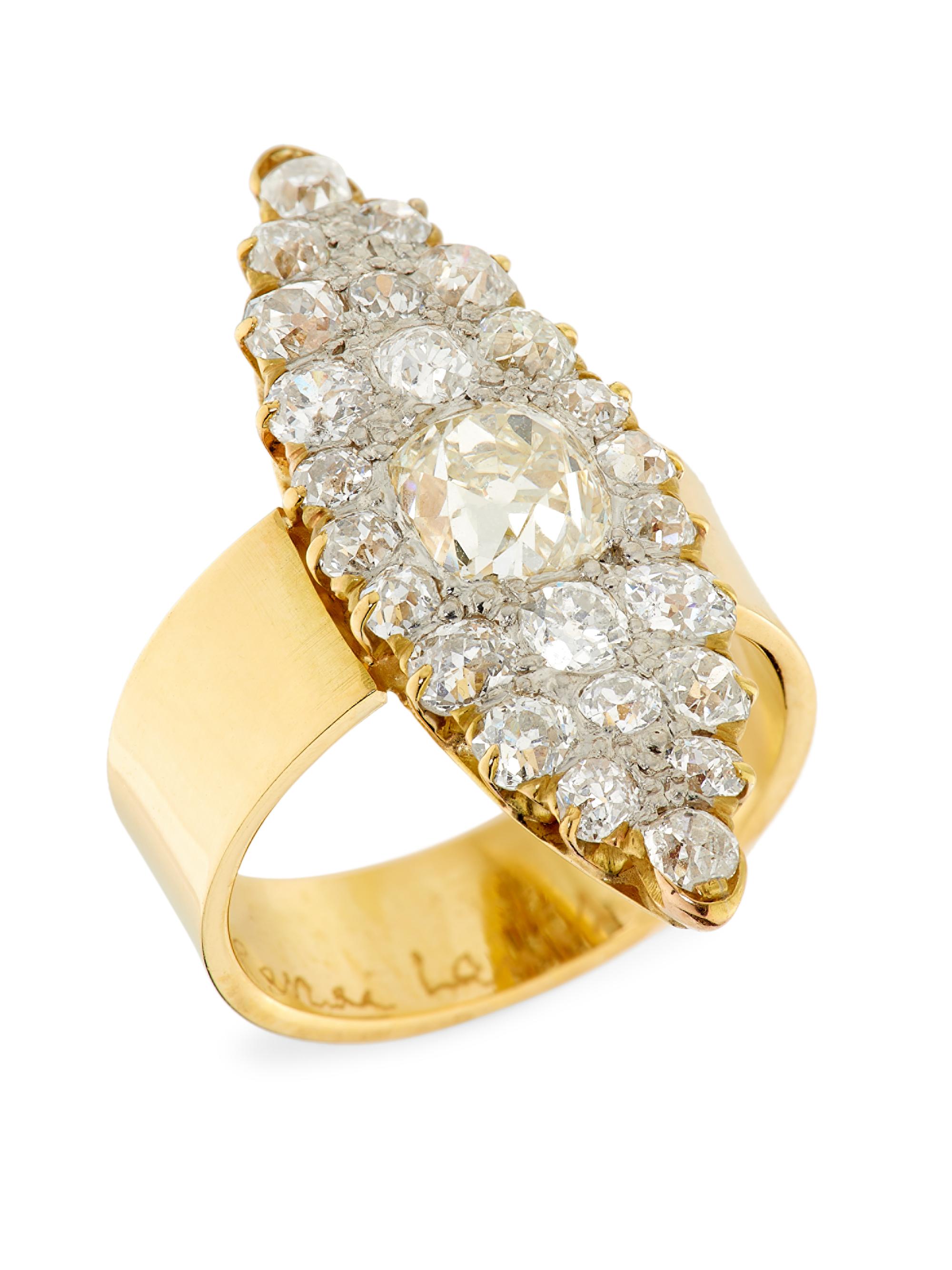 Renee Lewis Women's 18K Yellow Gold & 3.5 TCW Diamond Marquise Cluster Ring - Yellowgold