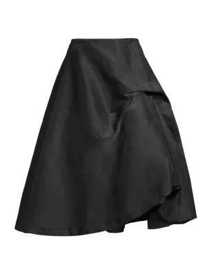 Cotton and linen midi skirt