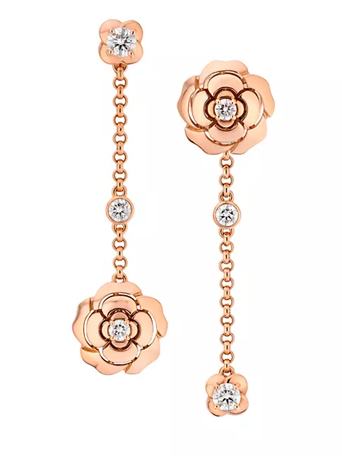 Fashion jewelry floral design rhinestone camellia earrings studs for women