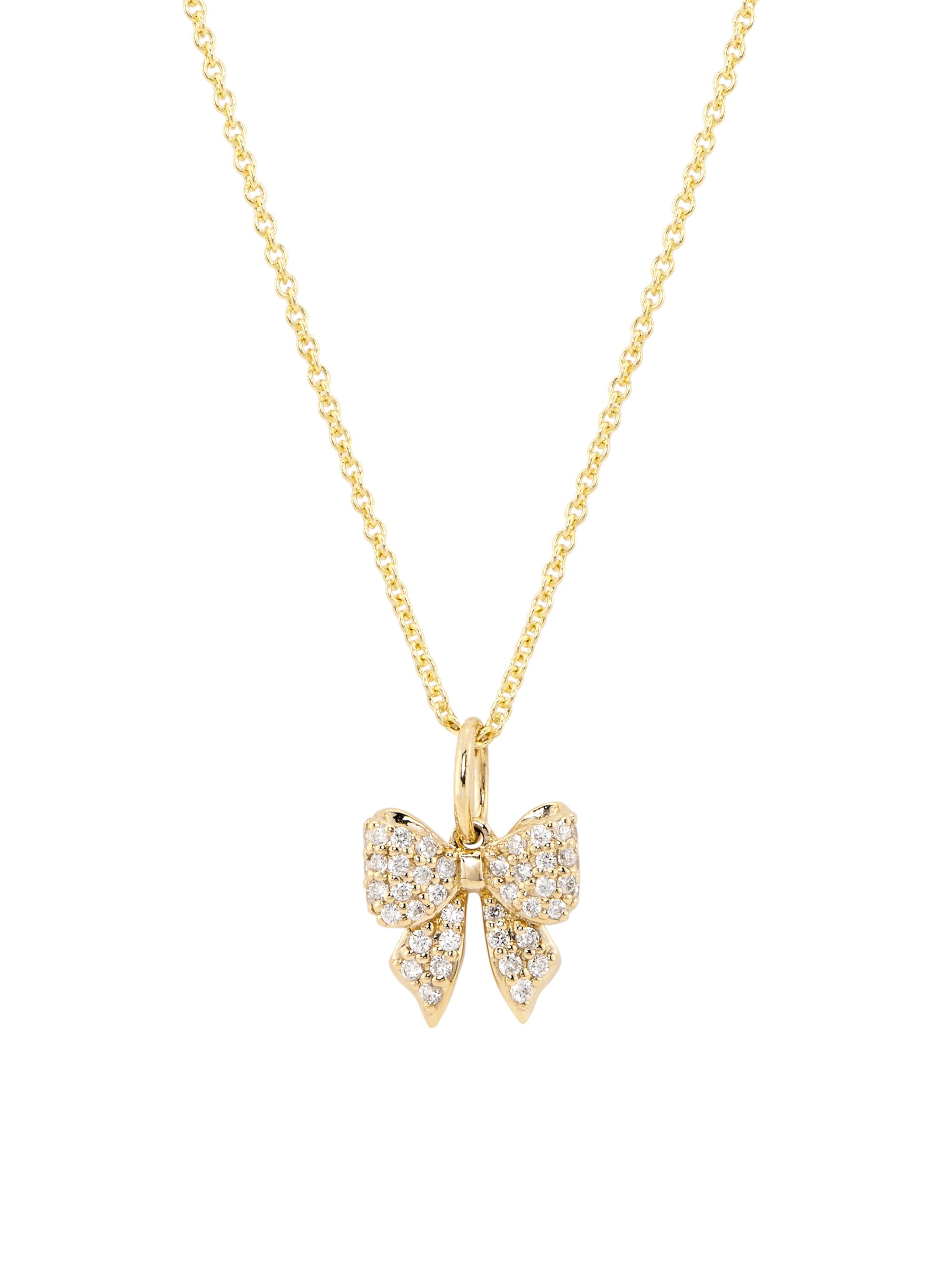 Sydney Evan Women's 14K Yellow Gold & 0.13 TCW Diamond Bow Pendant Necklace - Yellow Gold