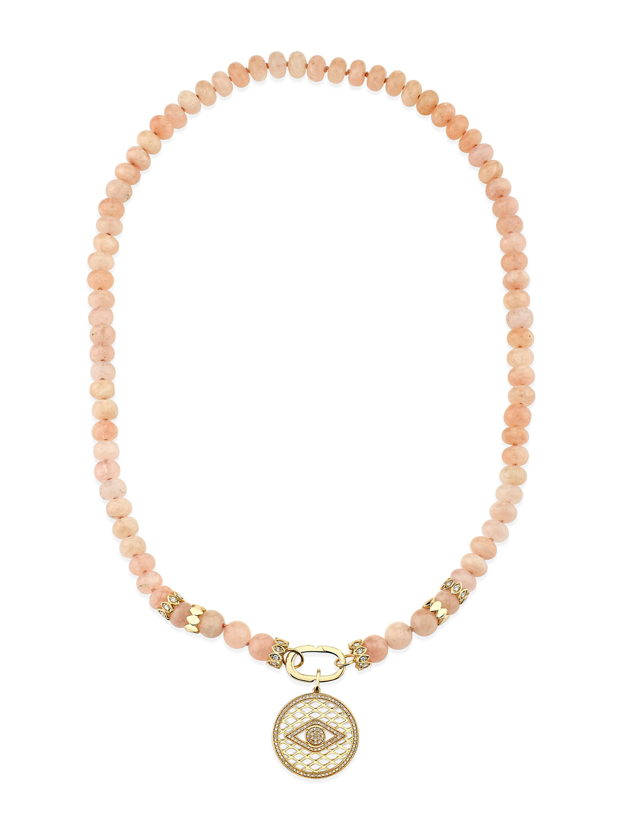 Sydney Evan Women's 14K Yellow Gold, Morganite & 0.26 TCW Diamond Fishnet Pendant Necklace - Yellow Gold