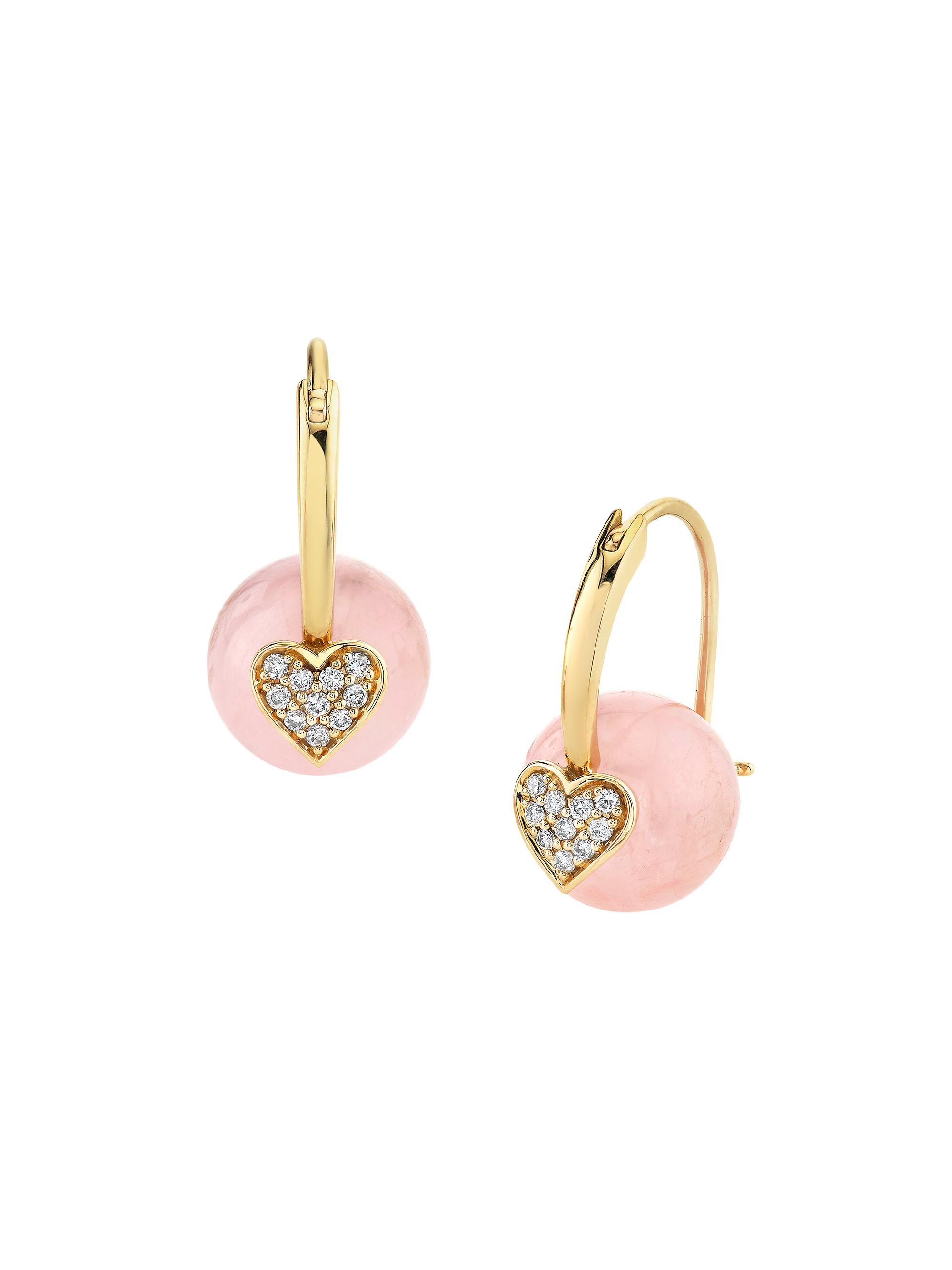 Sydney Evan Women's 14K Yellow Gold, Morganite & 0.14 TCW Diamond Drop Earrings - Yellow Gold