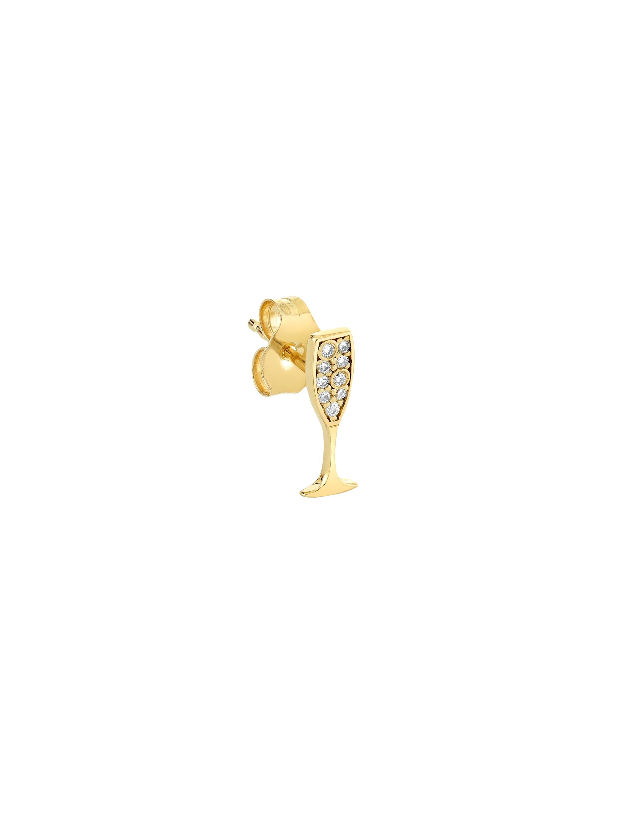 Sydney Evan Women's 14K Yellow Gold & 0.07 TCW Diamond Champagne Glass Stud Earring - Yellow Gold