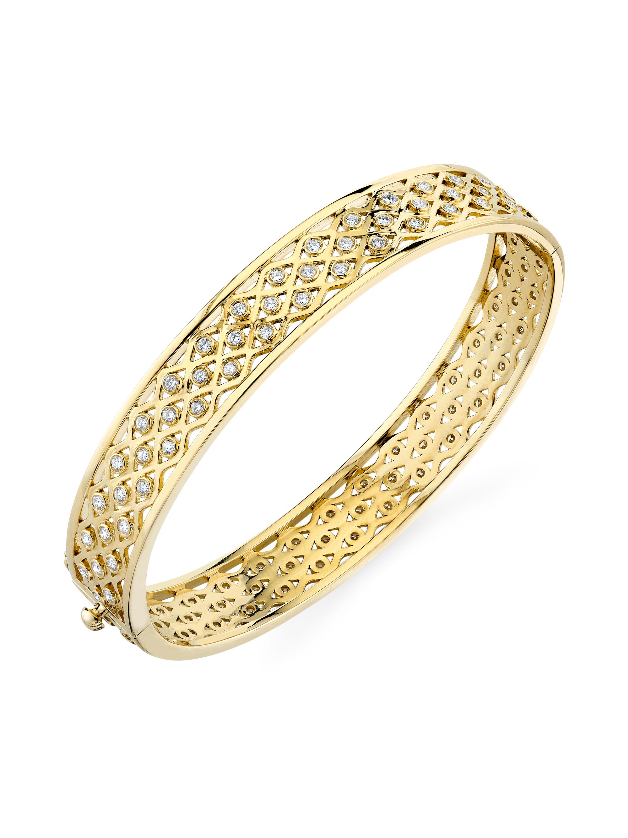 Sydney Evan Women's 14K Yellow Gold & 1.37 TCW Diamond  Fishnet Bangle - Yellow Gold