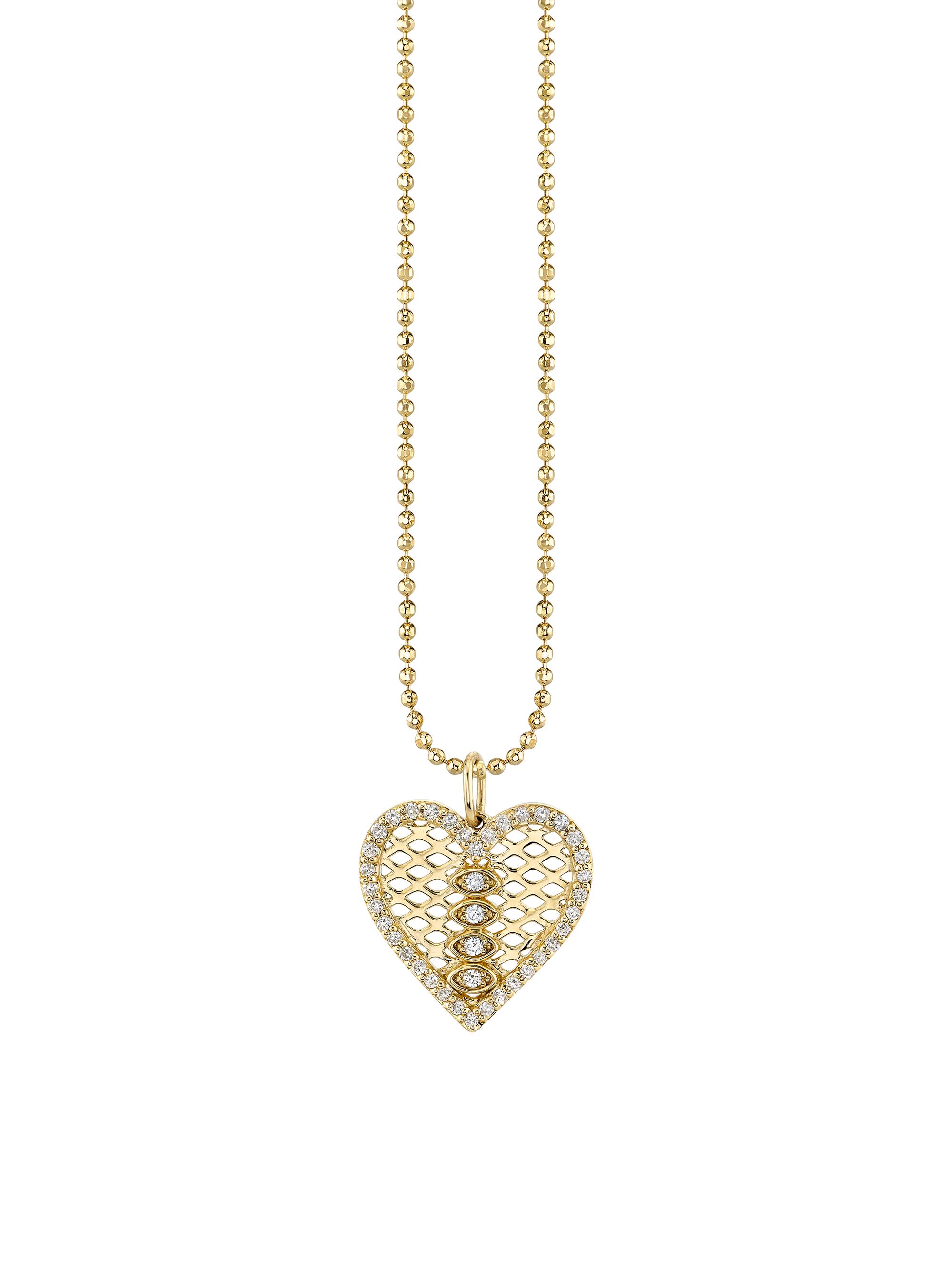 Sydney Evan Women's 14K Yellow Gold & 0.39 TCW Diamond Fishnet Heart Pendant Necklace - Yellow Gold