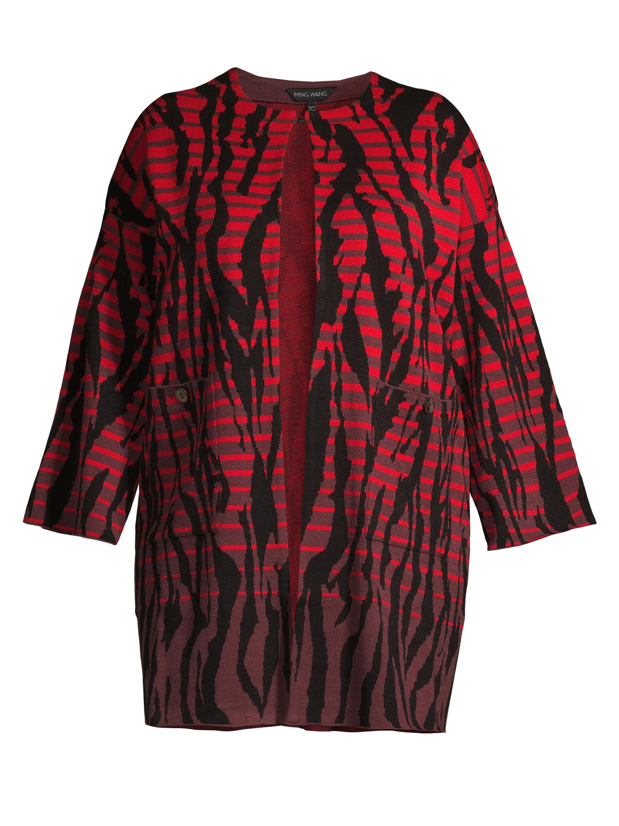 Ming Wang Women's Knit Animal-Print Jacket