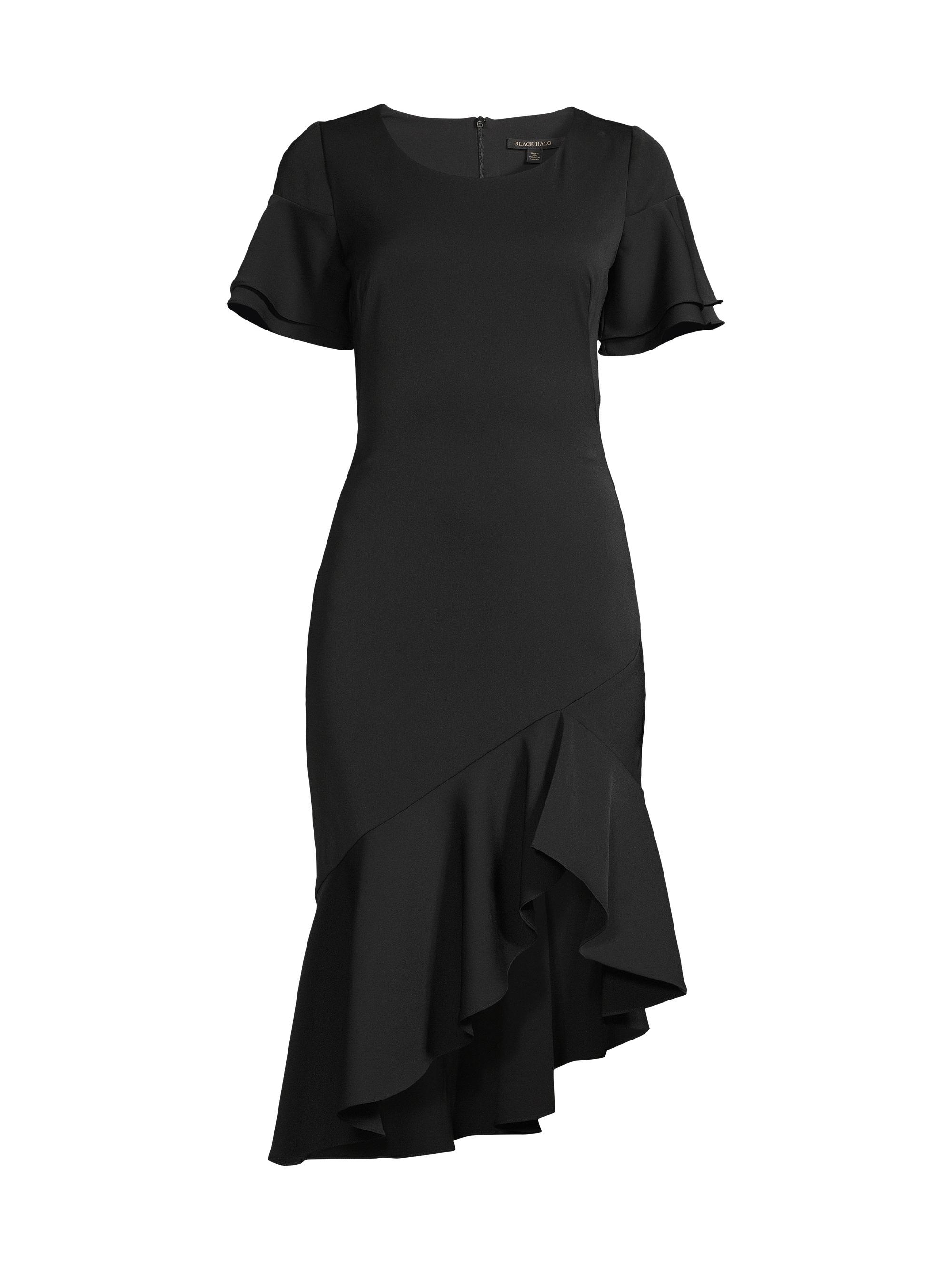 Black Halo Women's Ruiz Dress - Asymmetric Hem Lined Dress