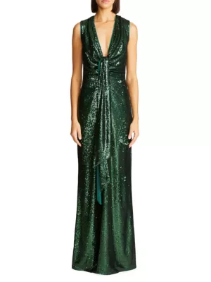 Shop Halston Magdalena Draped Sequined Gown | Saks Fifth Avenue