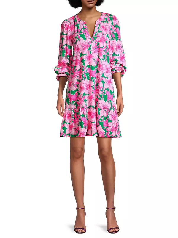 Lilly Pulitzer - Blue, Green & Pink Floral Print A-Line Linett Dress –  Current Boutique