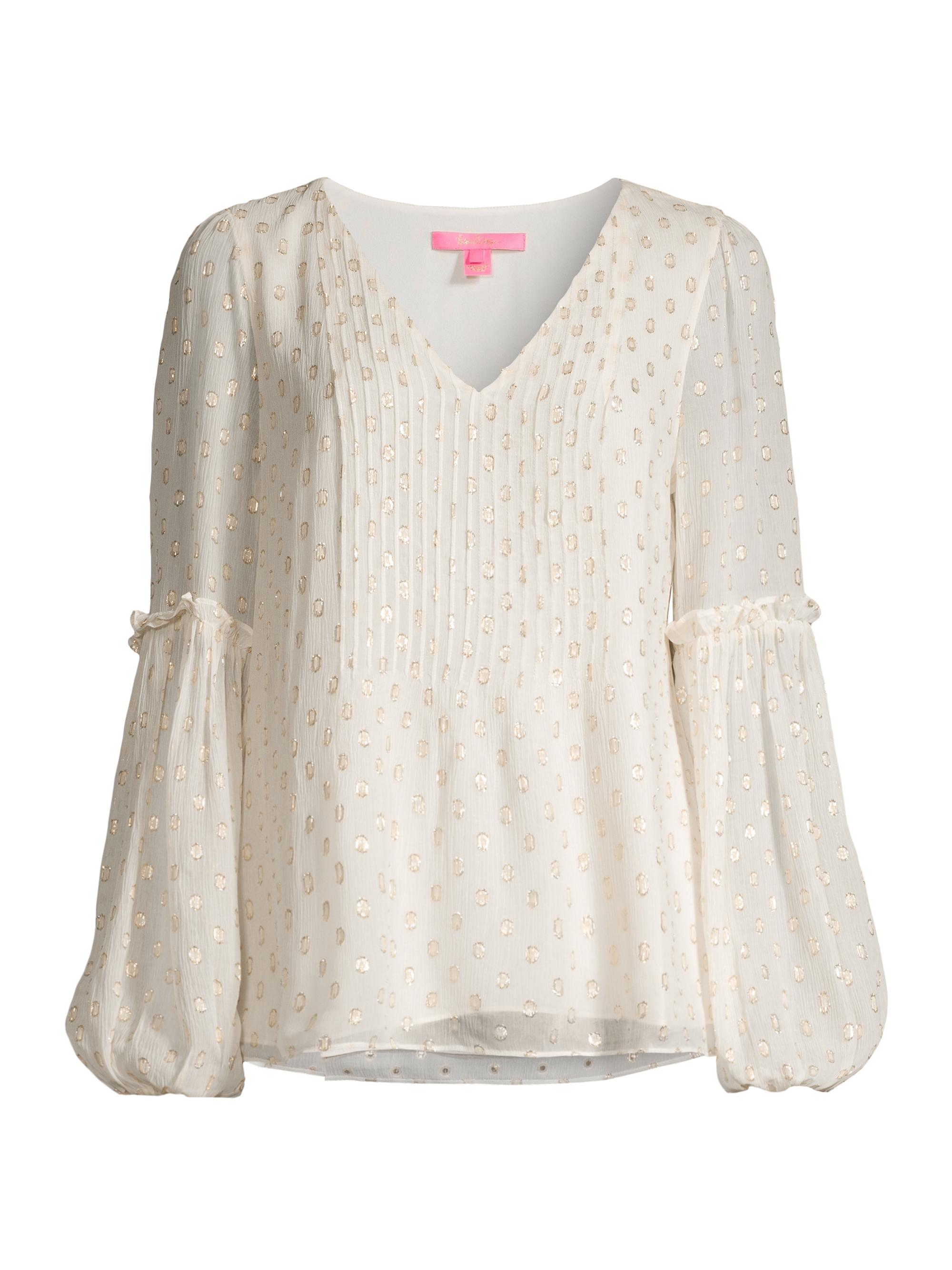 Lilly Pulitzer Women's Cleme Metallic-Dot Blouse - Coconut