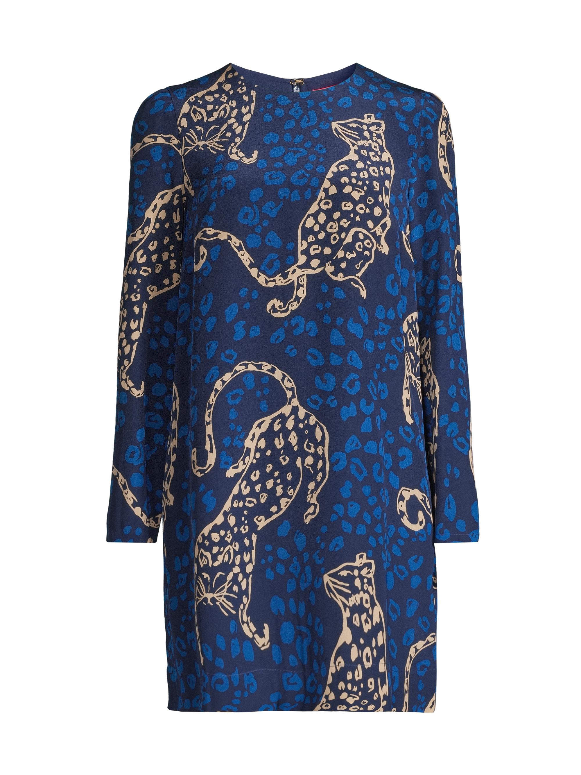 Lilly Pulitzer Women's Tyra Leopard Silk Minidress - Low Tide Navy