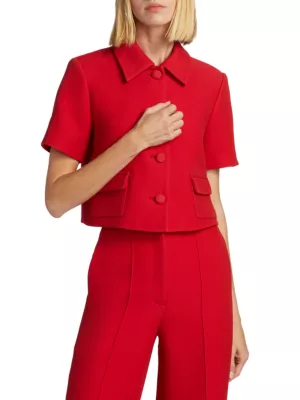 Adam Lippes Marseille short-sleeve wool jacket - Red