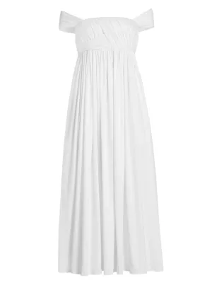 Adam Lippes Women's Josephine Poplin Midi Dress - White