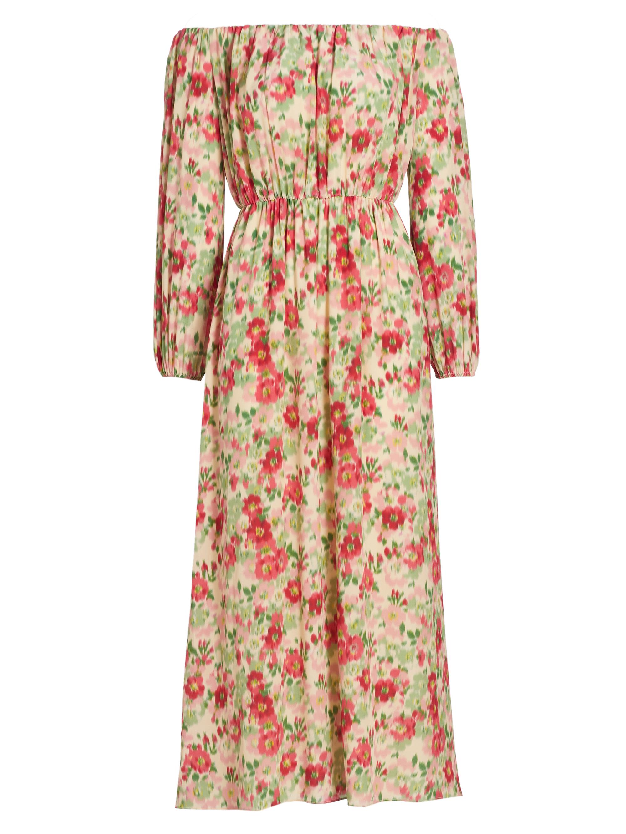 Adam Lippes Women's Floral Silk Off-The-Shoulder Dress - Pistachio Multi