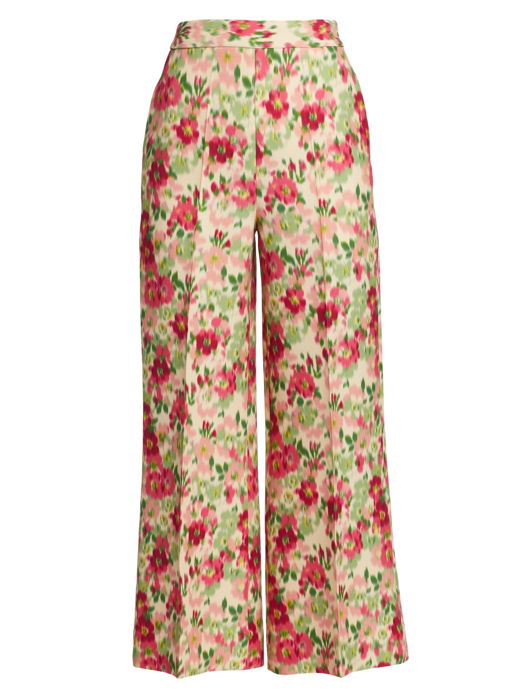 Adam Lippes Women's Cropped Floral Side Zip Pants - Pistachio Multi