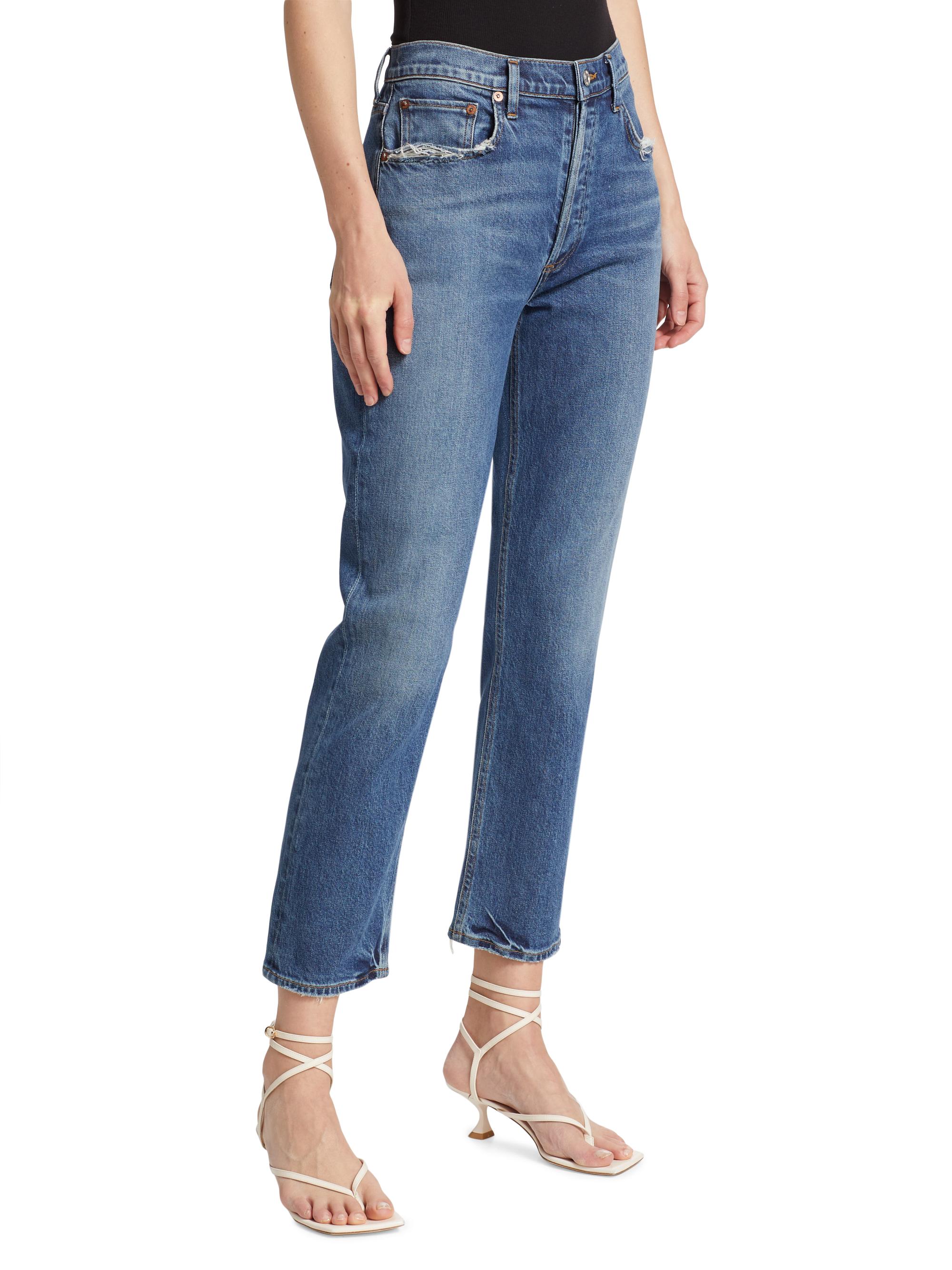 Agolde Riley Long High-Rise Straight Jeans | Saks Fifth Avenue