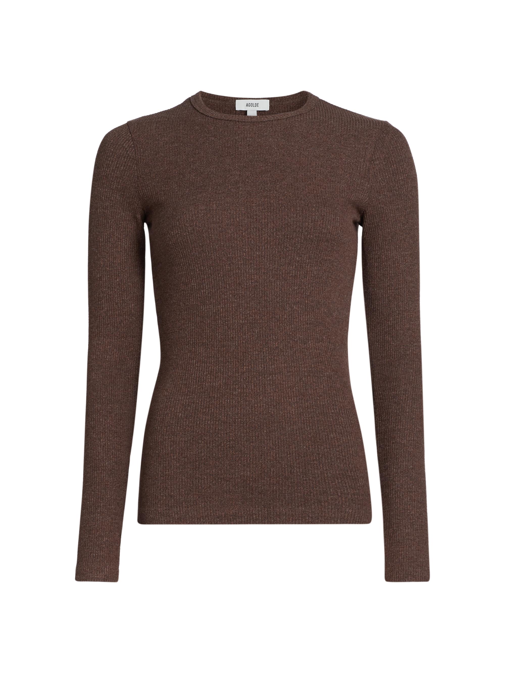 Agolde Women's Delphi Slim Long-Sleeve T-Shirt - Gingersnap Reddish Brown