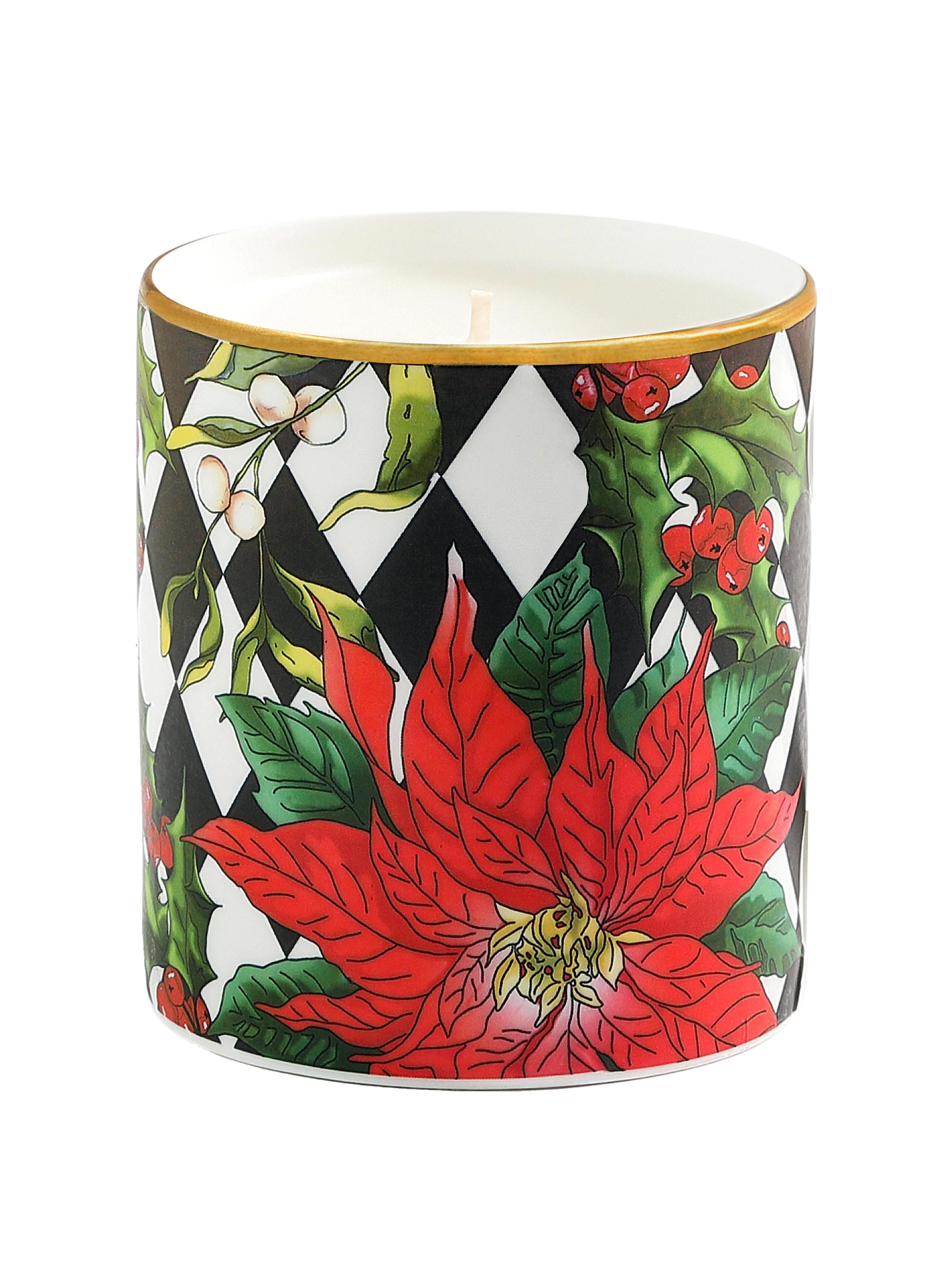 Halcyon Days Parterre Black With Pointsettia Poured & Filled Candle