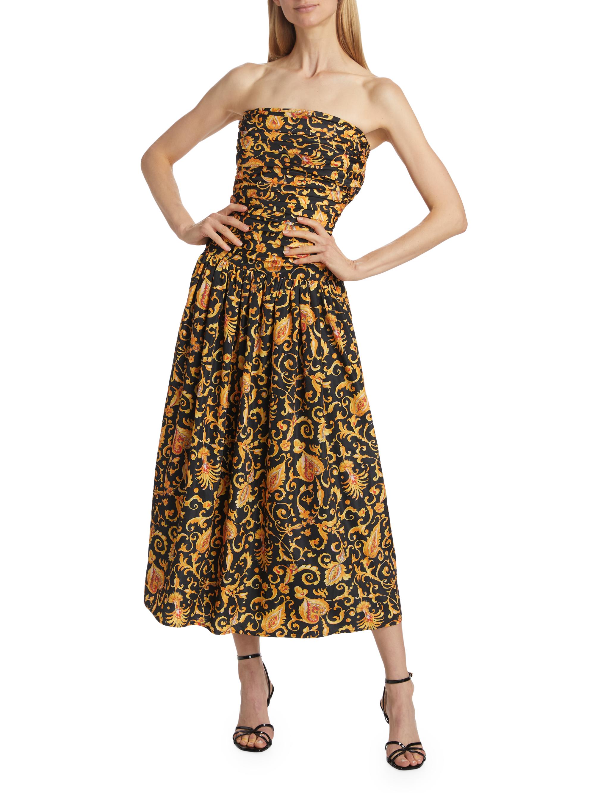 Rhode Selma Baroque-Print Strapless Midi-Dress | The Summit