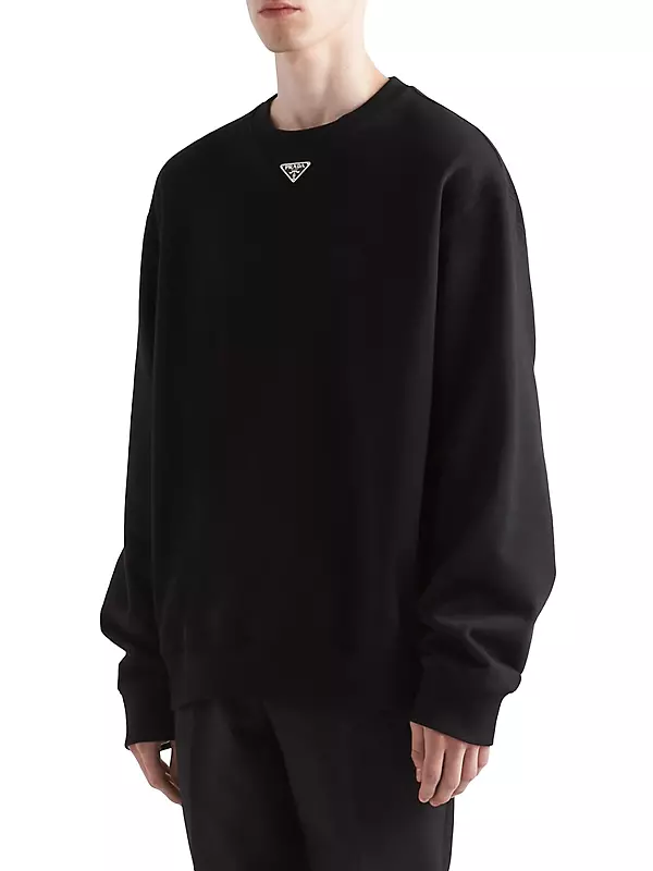Shop Prada Oversized Cotton Sweatshirt With Triangle Logo | Saks 