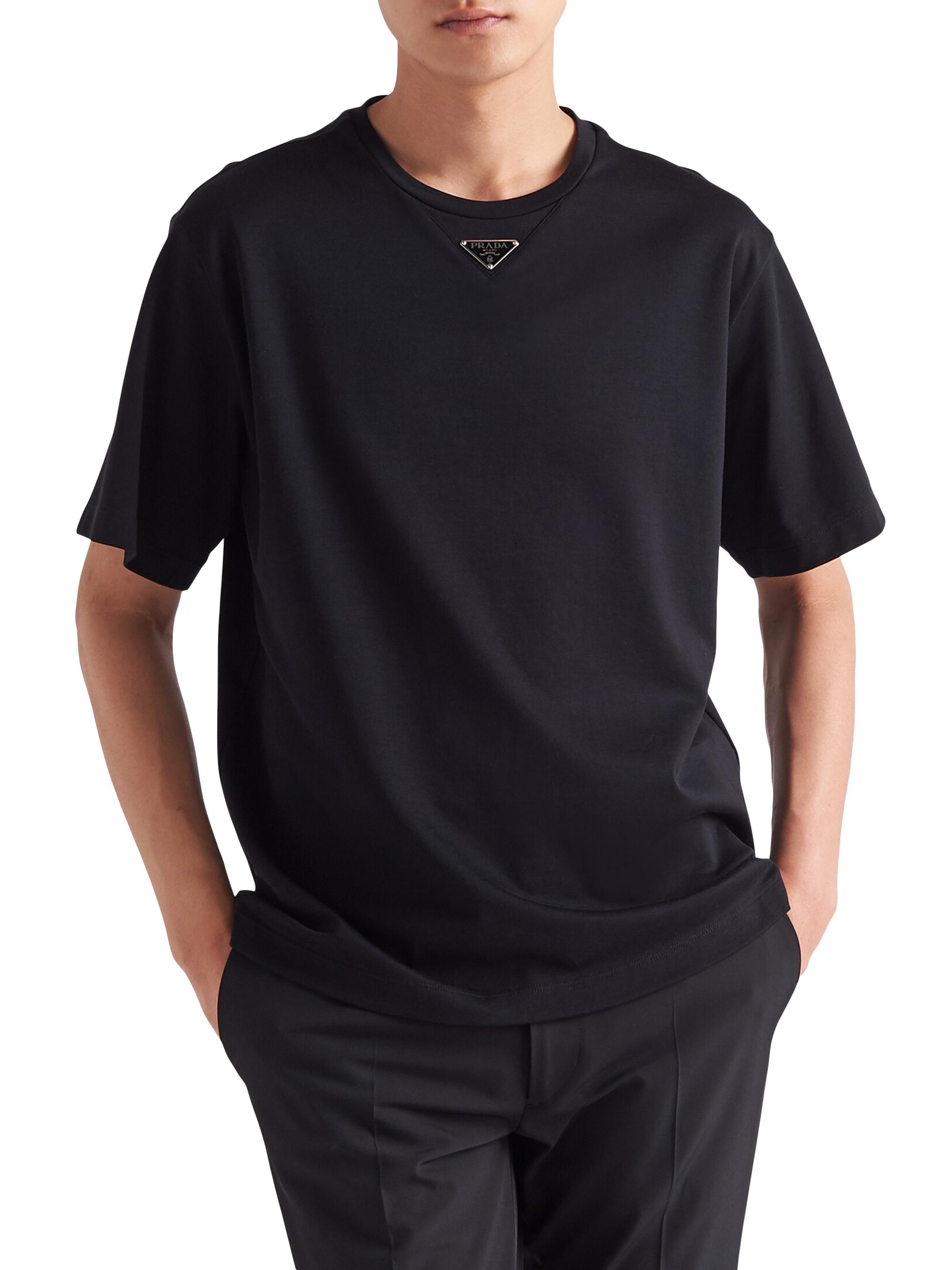 PRADA 黒 コットン Tシャツ ブラック コットン Tシャツ | PRADA