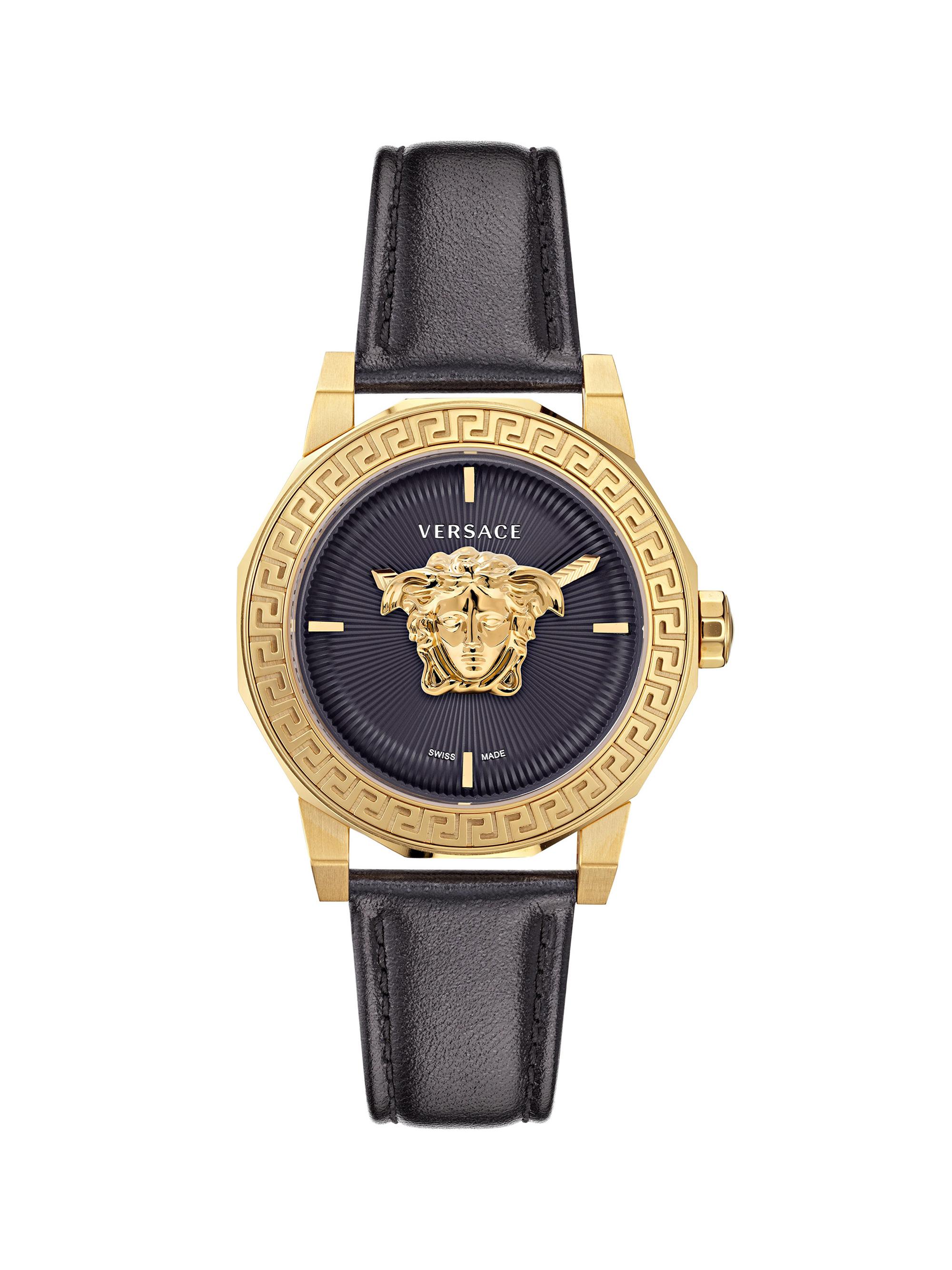 Versace Men's Medusa Deco IP Yellow Gold & Leather Strap Watch/38MM - Red Gold