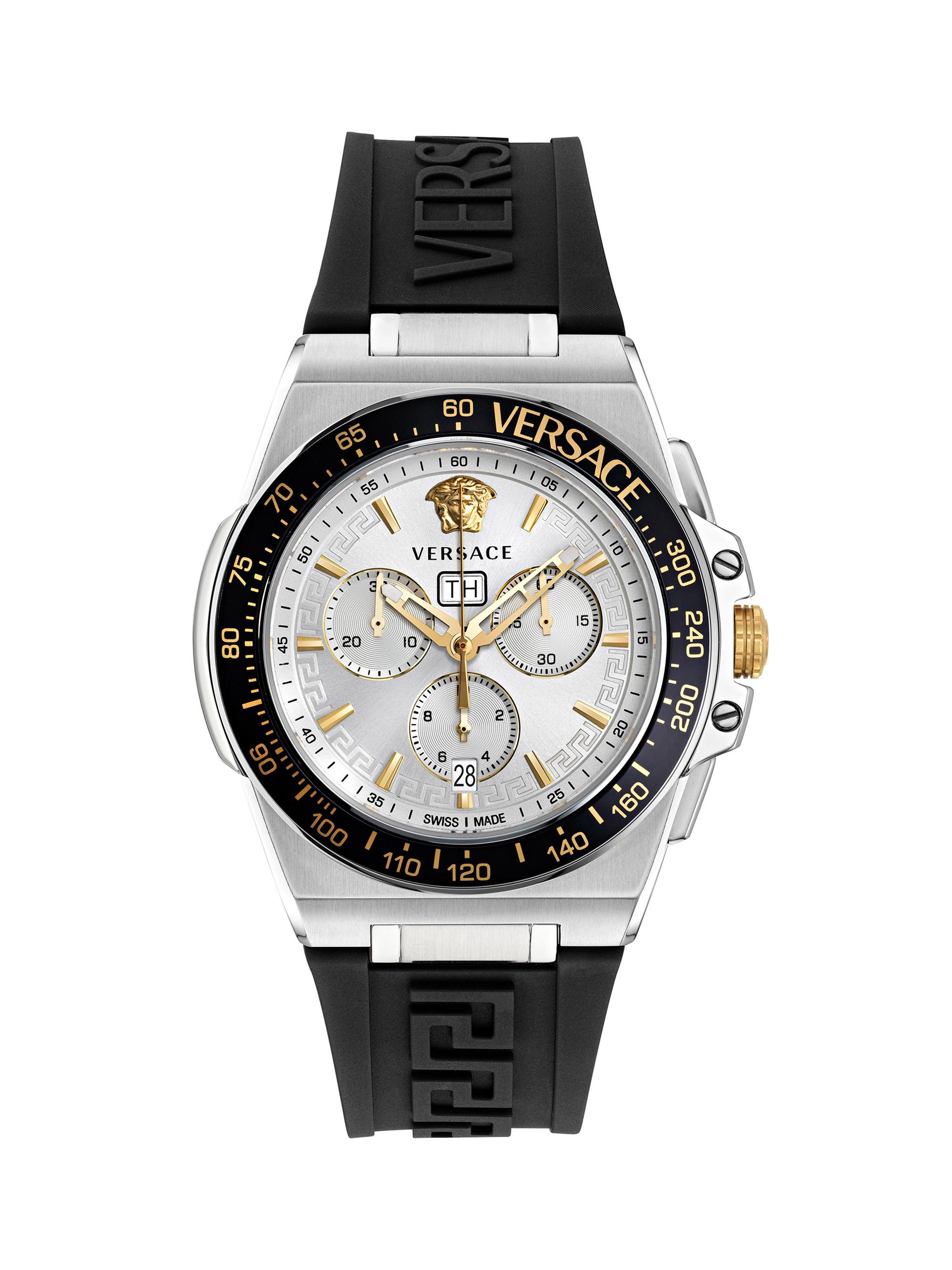 Versace Men's Greca Extreme Chrono Stainless Steel & Silicone Strap Watch/45MM - Black Steel