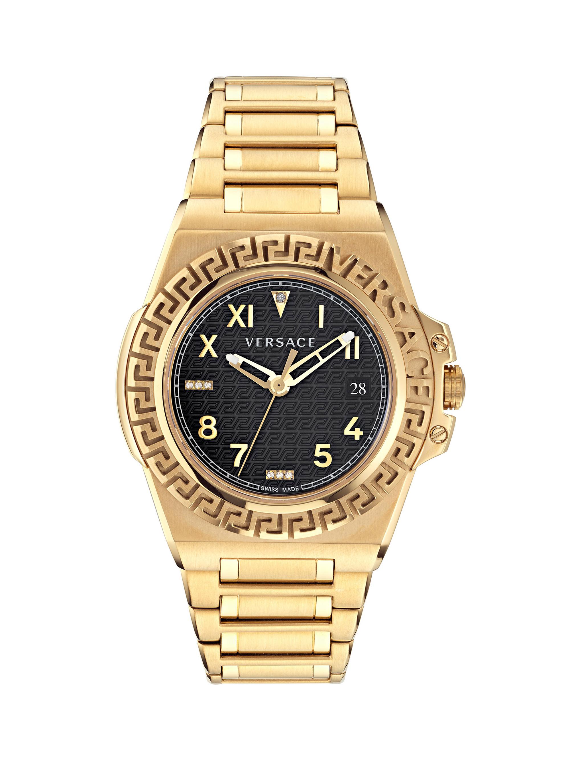 Versace Men's Greca Reaction IP Yellow Gold Stainless Steel Bracelet Watch/44MM - Yellow Gold