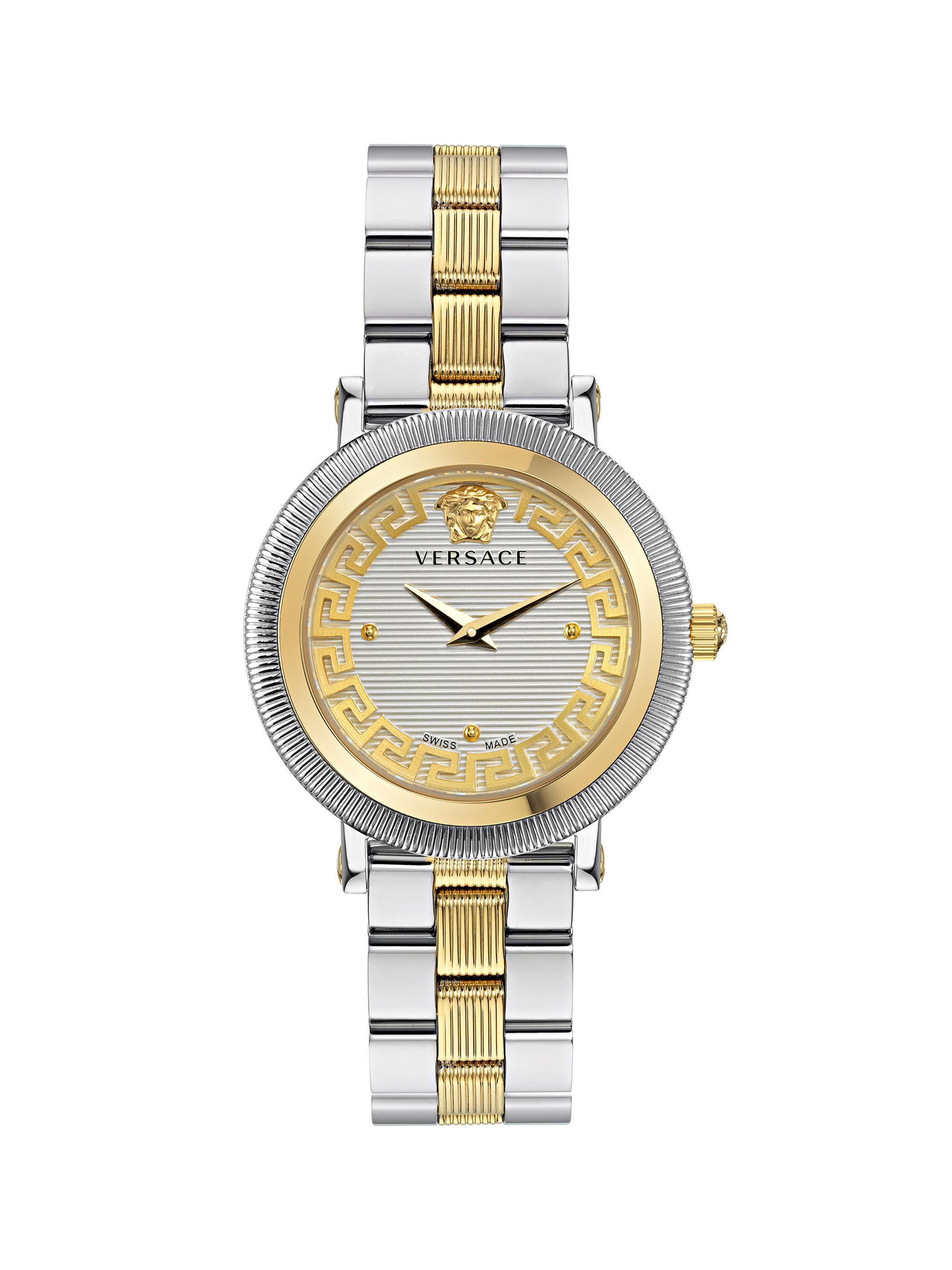 Versace Men's Greca Flourish Stainless Steel Bracelet Watch/35MM - Two Tone Silver