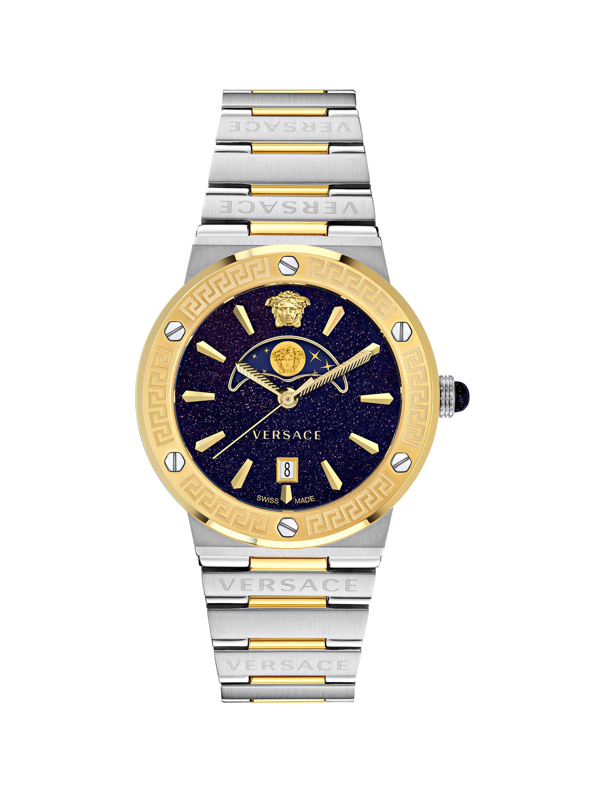 Versace Men's Greca Logo Moonphase Stainless Steel Bracelet Watch/38MM - Two Tone