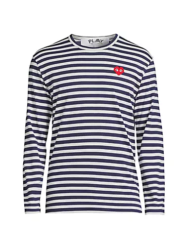 Striped Invader Heart Cotton Long-Sleeve T-Shirt