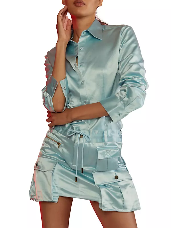 Shop Cynthia Rowley Silk-Blend Cargo Miniskirt