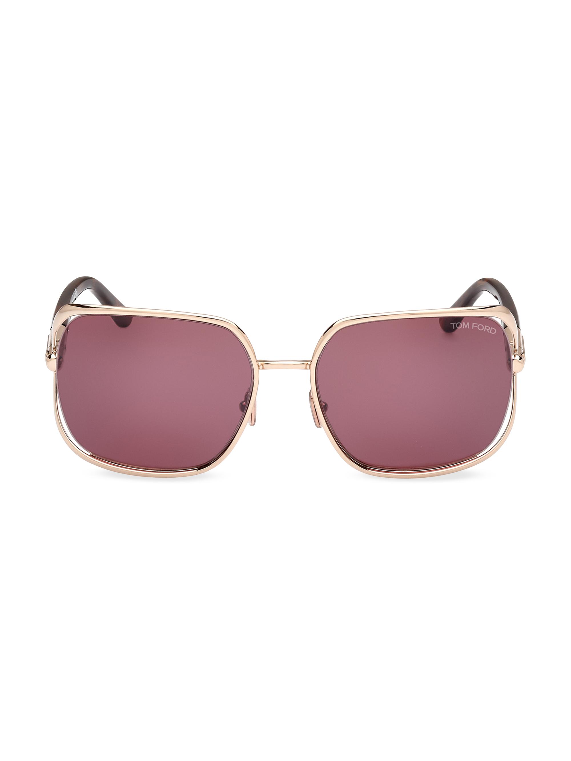 TOM FORD Women's Goldie 60MM Aviator Sunglasses - Rose Gold Havana Mirror